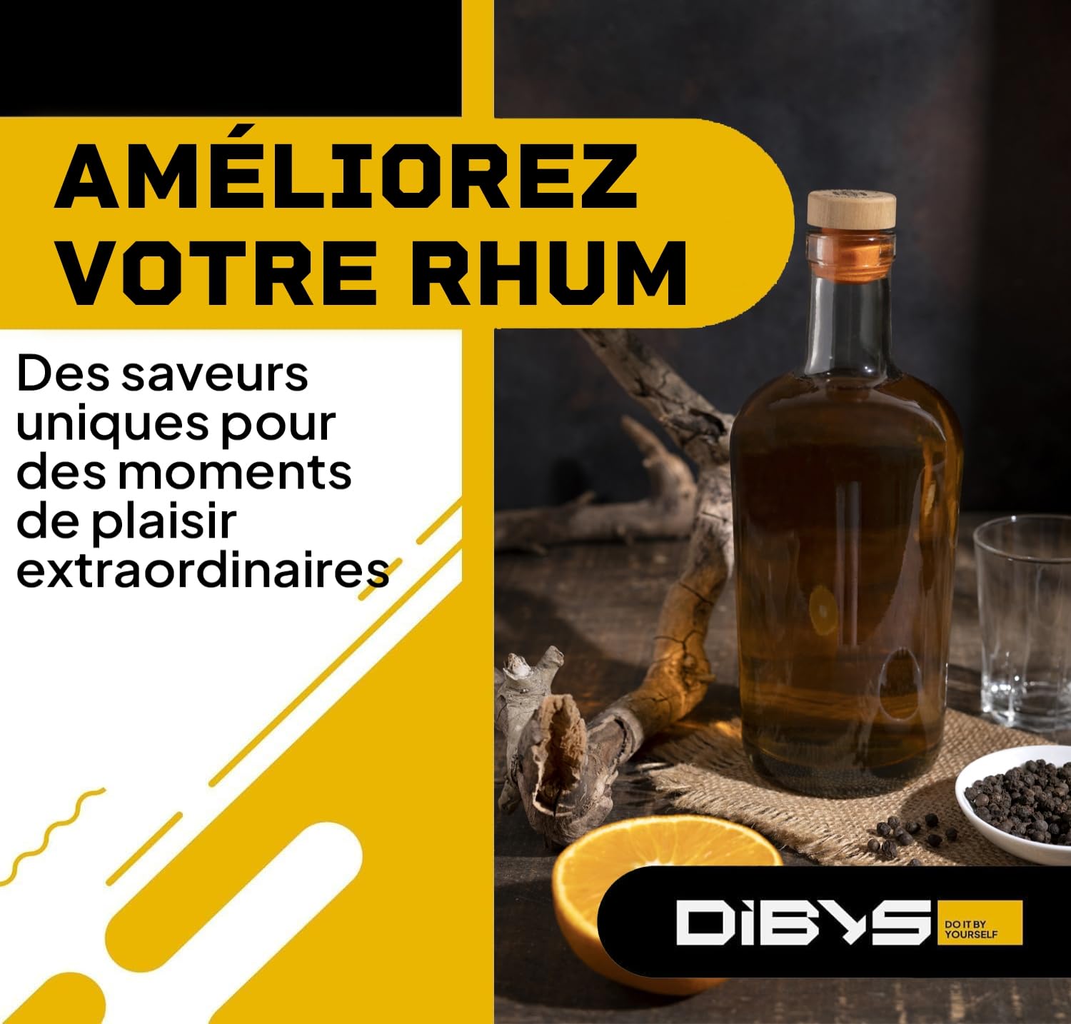 DIBYS Coffret d'Épices pour Rhum Mini | 12 Botanicals pour Coffret Rhum | Avec 4 Cartes de Recettes, Lexique des Épices & Coffret en Bois Élegant | Accessoires pour Faire son Rhum