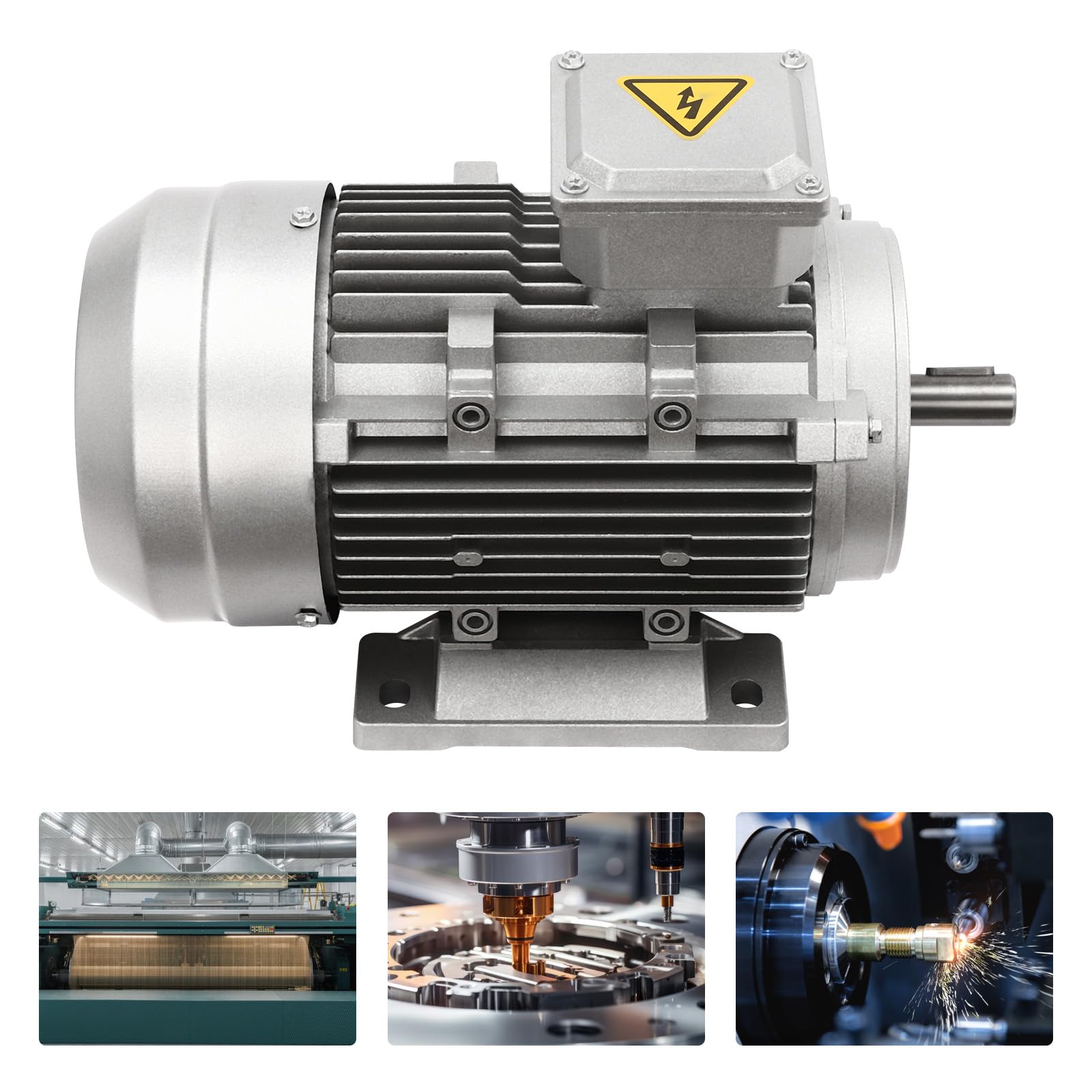 1.5KW 380V Elektromotor Aluminium Drehstrommotor mit Reines Kupfer Spule Motor, 1405r/min 3-Satz-Elektromotor Schaftdurchmesser 19mm, IP55 Kompakt Dreiphasige-Motor mit Verdickte Basis