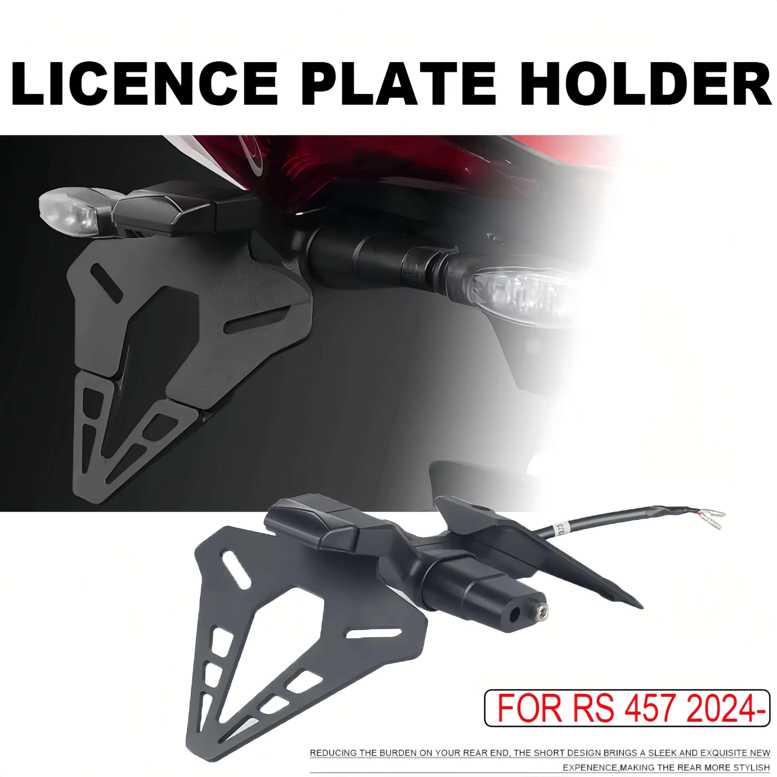 Krótkie tylne mocowanie tablicy rejestracyjnej z światłem LED dla Aprilia RS457 2024 2025 akcesoria motocyklowe