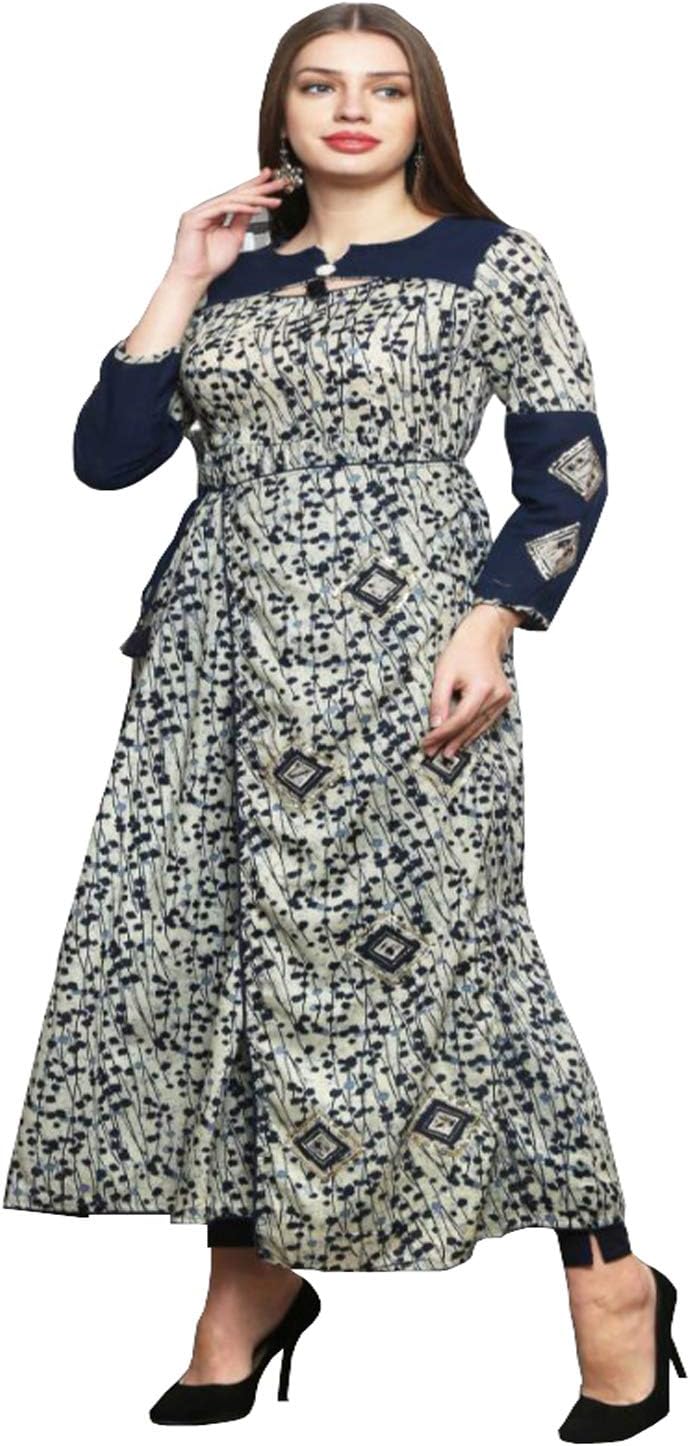 Aaditya Collections Women's Multi-coloured Cotton Kurta (AADIC-13_FreeSize)