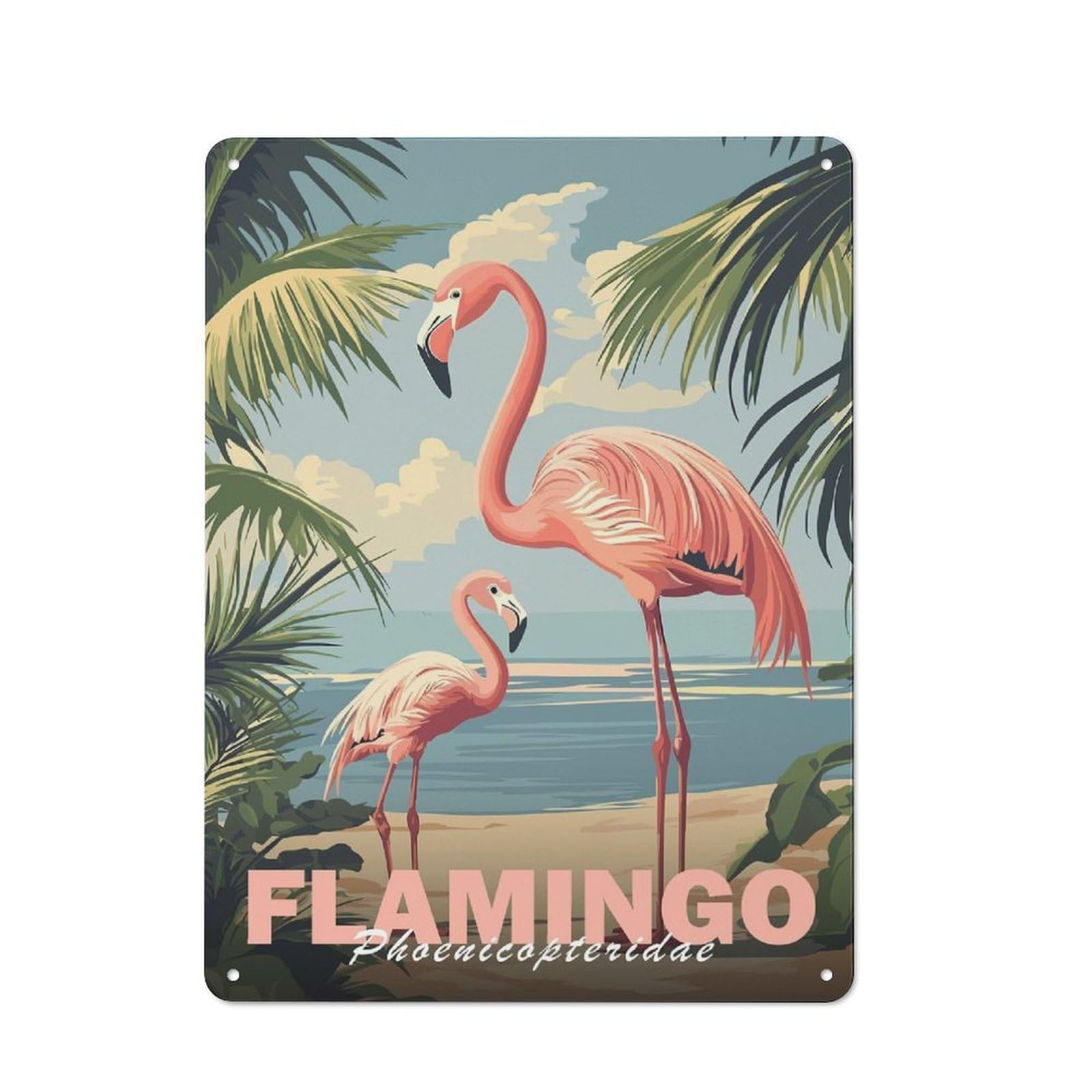 Junmoney Pink Flamingo Decorative Metal Plaque 40X30cm, Garage Style Shed Wall Plaque For Workshop, Basement, Shed Or Games Room
