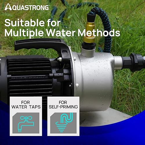 Vista 4 de Aquastrong Bomba de pozo poco profundo portátil de 1.2 HP, 1209 GPH, 115 V, acero inoxidable, rociador/transferencia de agua, bomba de riego