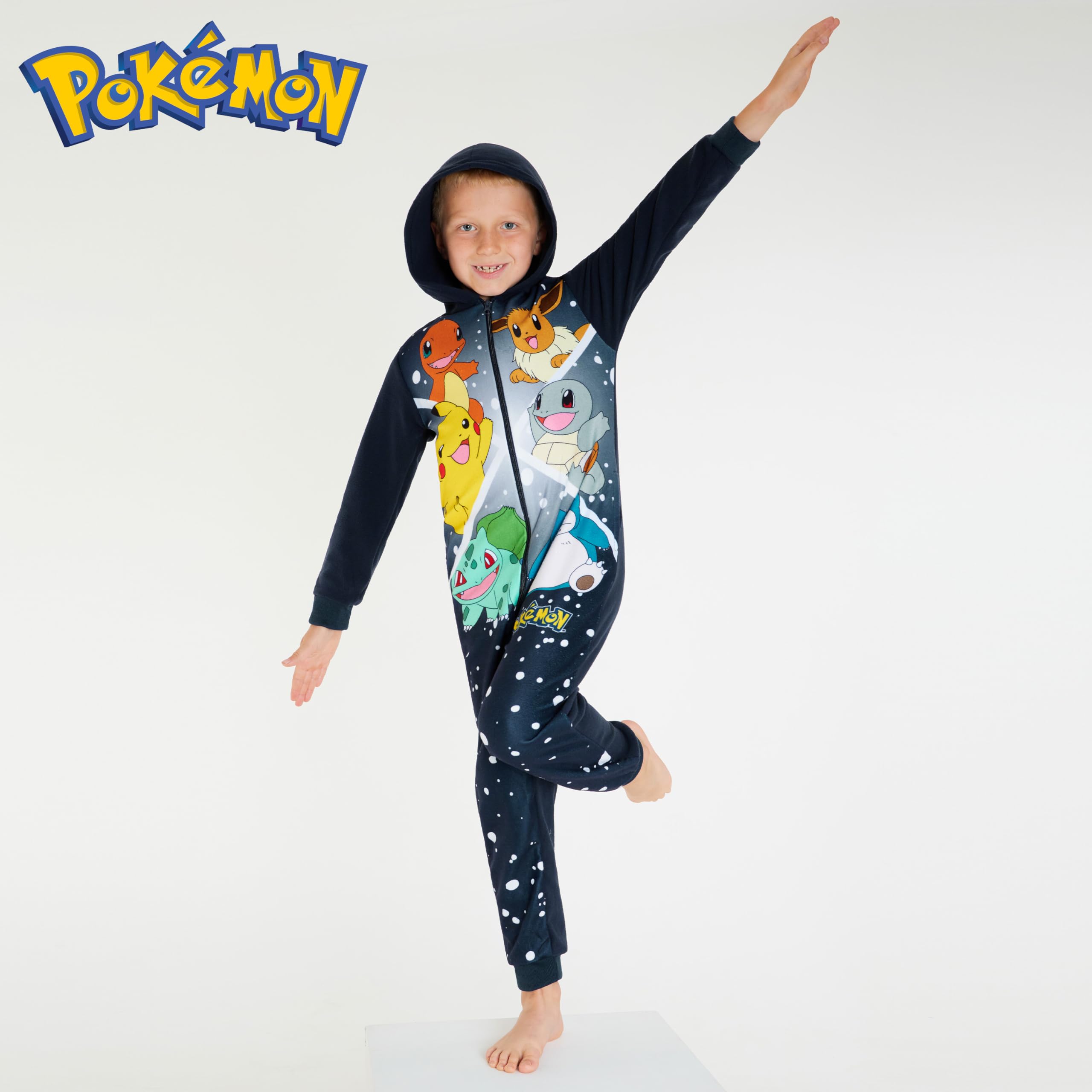 Pokemon Onesie kombinezon dla chłopców w wieku 4-14 lat, kombinezon dla chłopców - przytulny kombinezon dla dzieci - piżama chłopięca