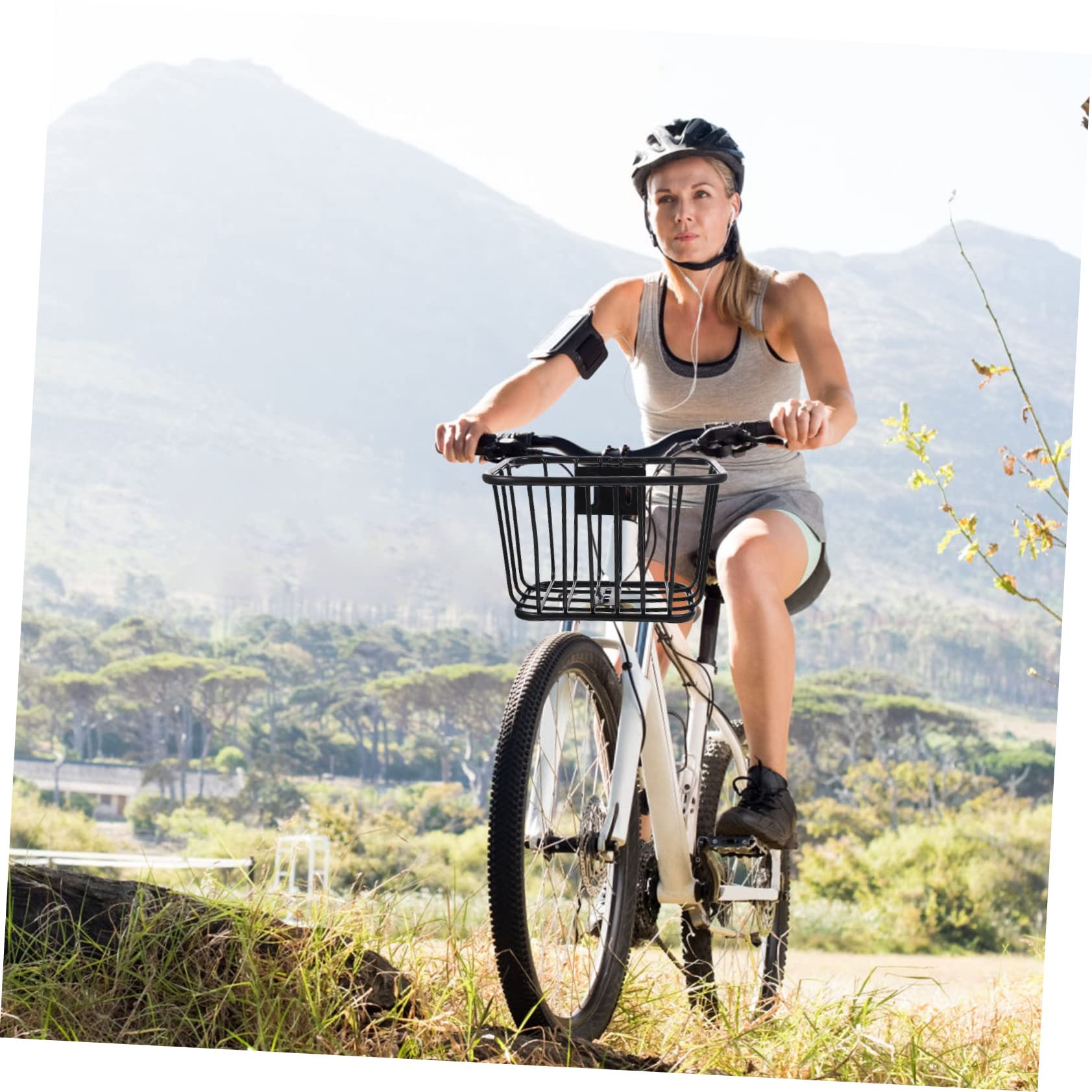 OUNONA Bike Basket Rear Rack Bicycle Basket Foldable Metal Bike Storage Basket Handlebar Bike Basket Riding Basket