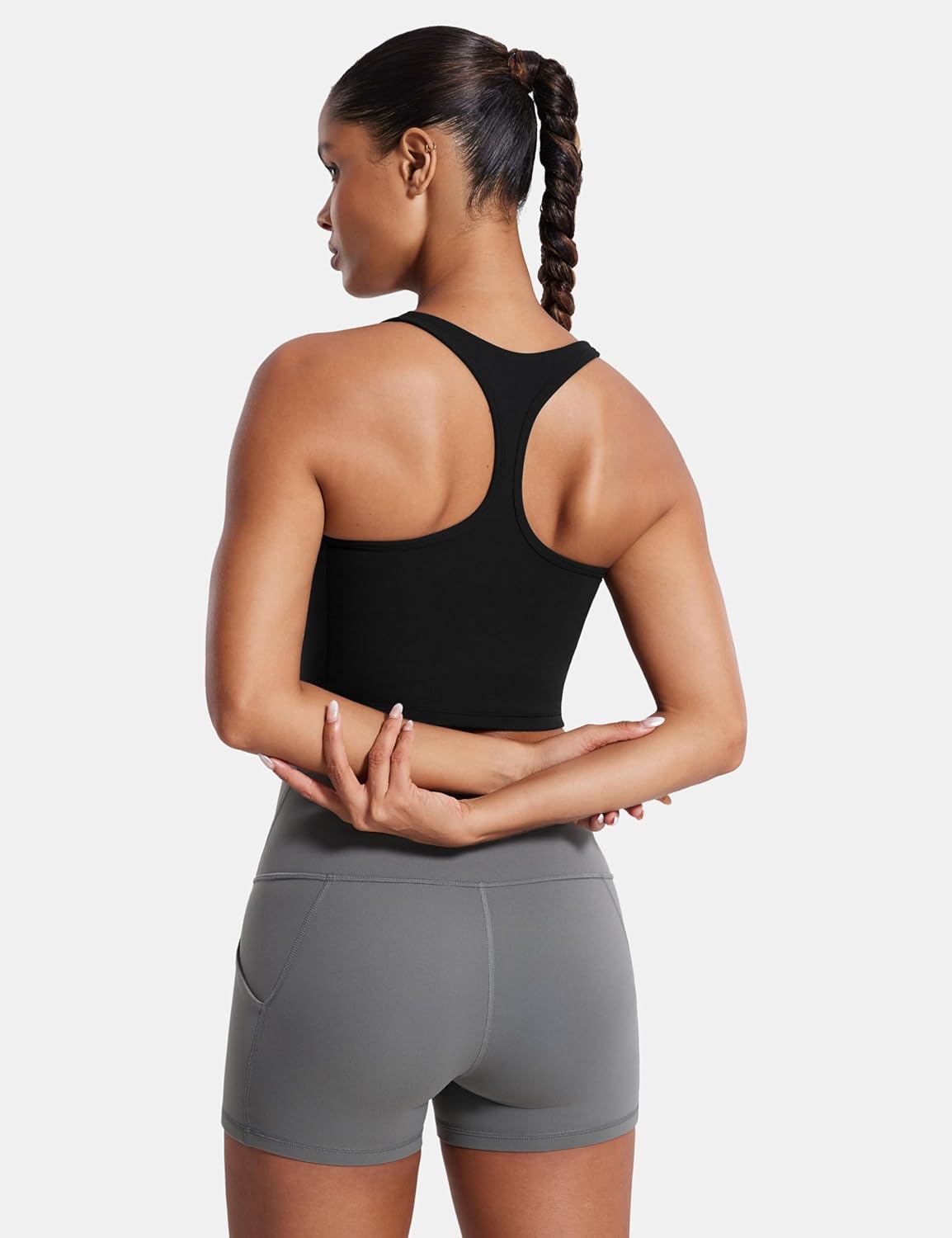 SYROKAN Longline Sports Bras for Women Tank Crop Top with Built in Bra All-Day Comfort for Yoga Strength Training - Image 4