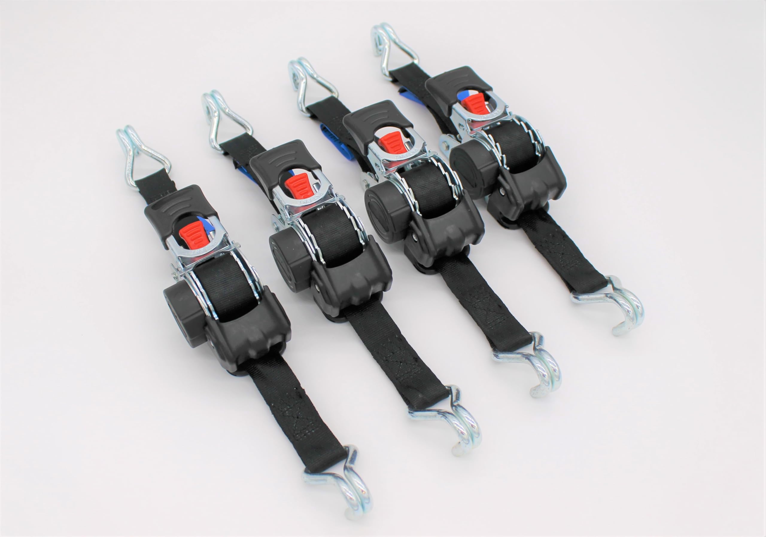 4 correas de amarre automáticas con gancho puntiagudo, 1,8 m x 25 mm, 300/600 daN