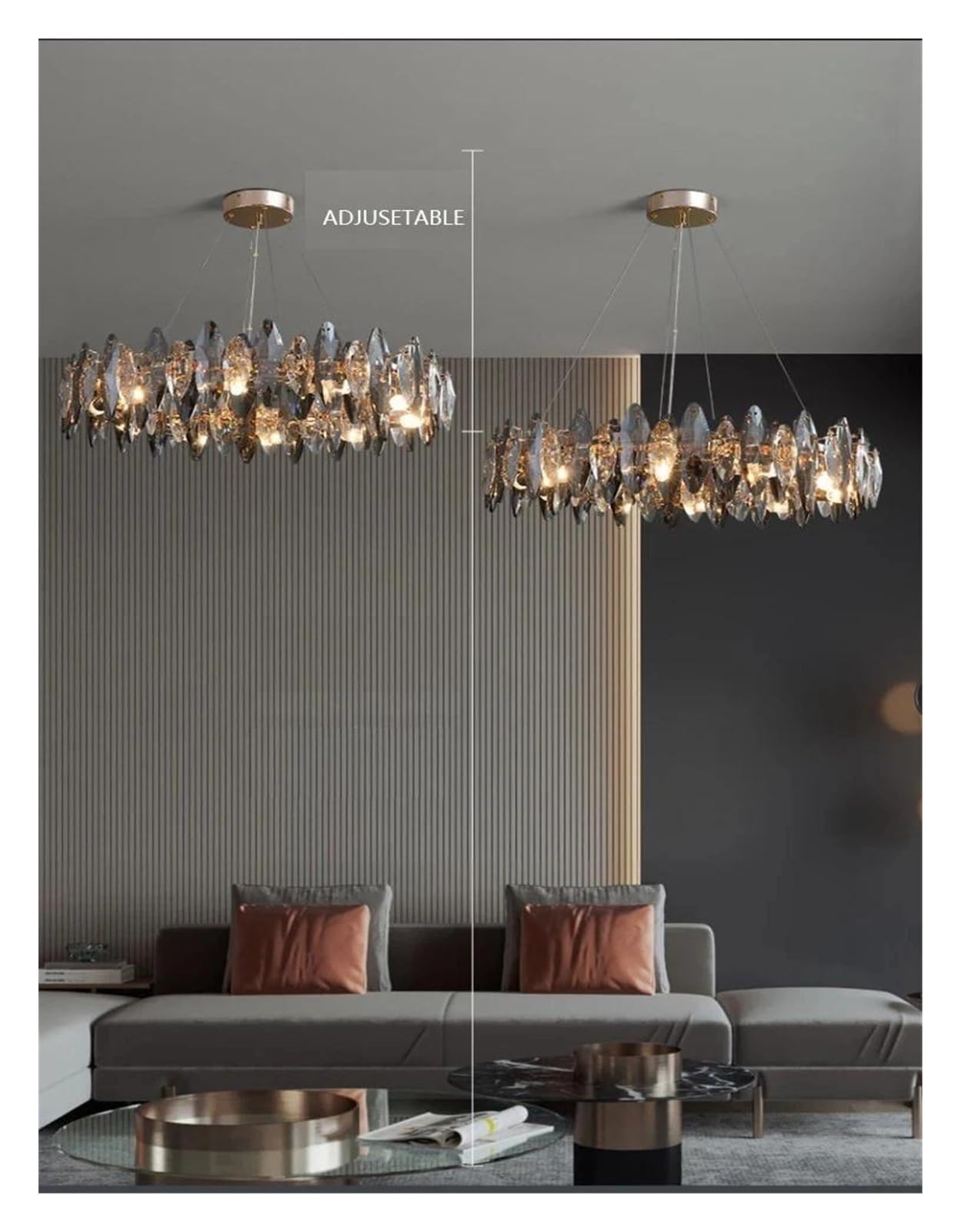 Lámparas de araña , Lámpara colgante de cristal LED moderna for hotel, restaurante, lámpara K9, sala estar, iluminación del hogar, electrodomésticos, decoración, pantalla(RC Dimmable,Dia100cm)