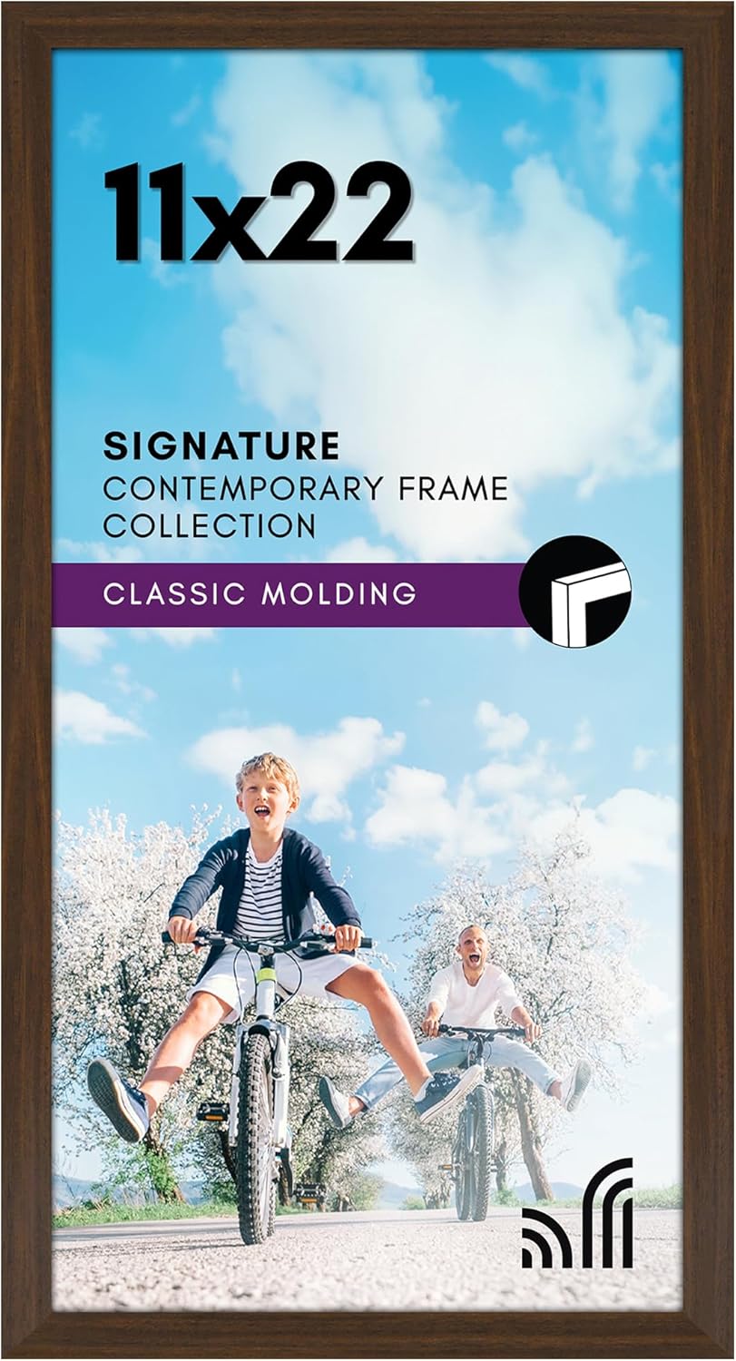 Americanflat 11x22 Newspaper Frame with Polished Plexiglass - Display for Assorted Media Articles - Signature Collection - Modern Picture Frame for Wall Display - Walnut