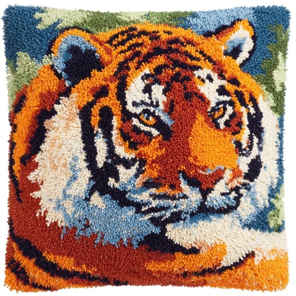 AxiangziK DIY Latch Hook Pillow Kit,Tiger