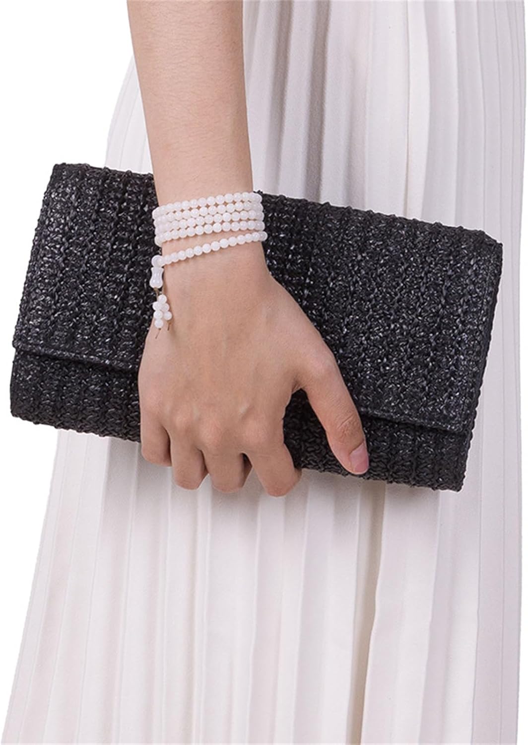 Natural Straw Flat Clutch Women 2026 Boho Purse Top Handle Crossbody Handbag Stylish Woven Envelope Wallet Evening - Image 3