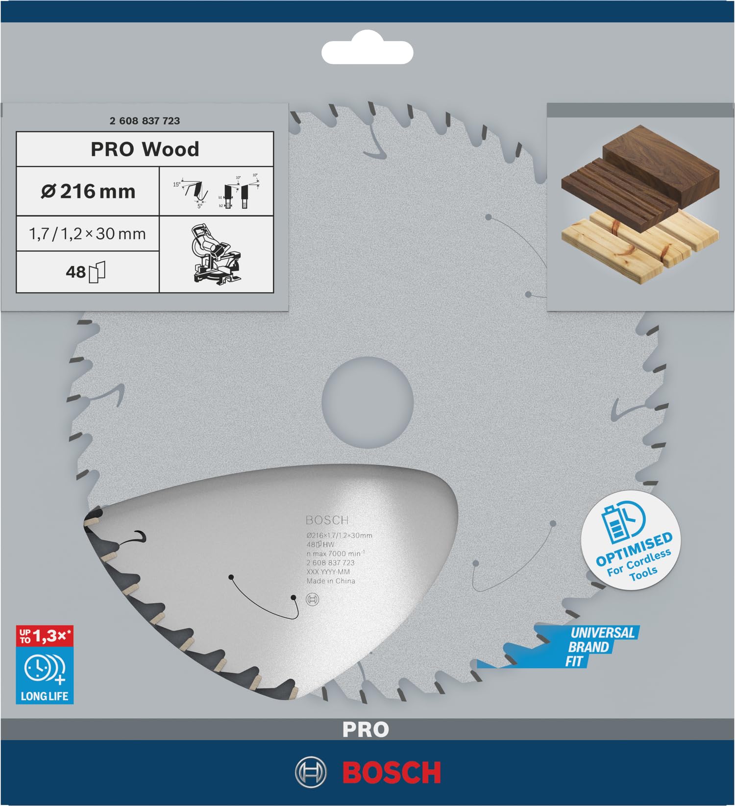 Bosch 1x Hoja de sierra circular PRO Wood cordless