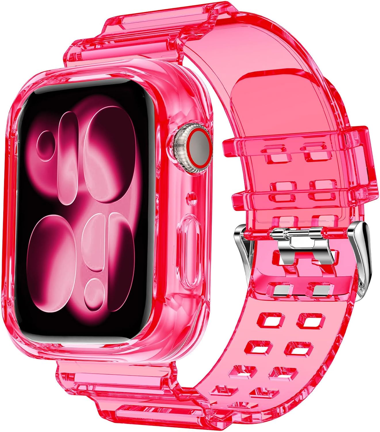DABAOZA Compatible for Clear Apple Watch Band with Bumper Case 49mm 46mm 45mm 44mm 42mm 41mm 40mm 38mm, Women Men Glitter Bling TPU Sport Strap for iWatch SE Ultra 3 2 Series 11 10 9 8 7 6 5 4 3 2 1