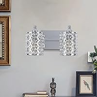 Vista 4 de Doraimi Lighting - Lámpara de pared con 2 luces de cristal, acabado cromado, de estilo sobriomoderno, con pantalla de cristal de ópalo poliédrico