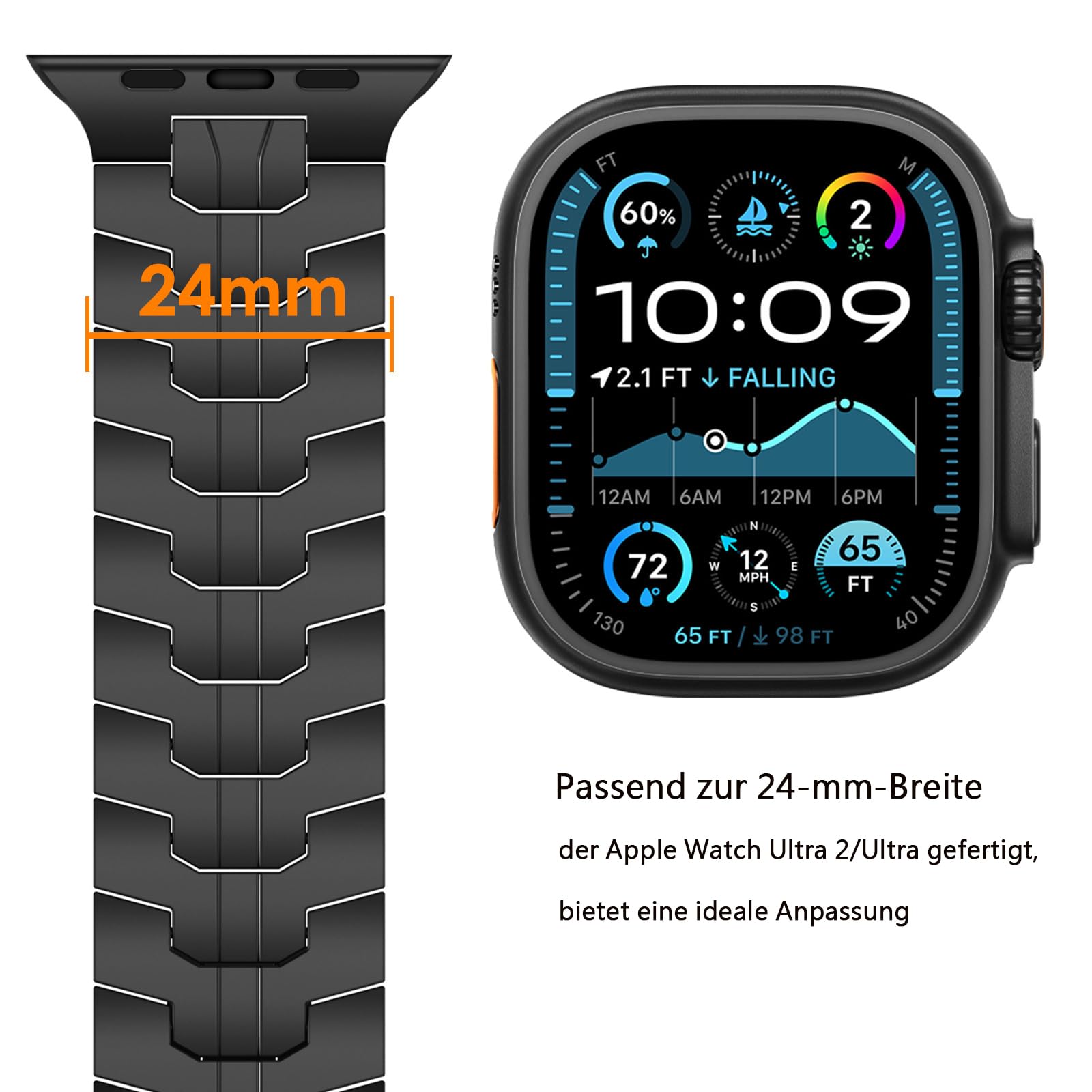 NewWays Bracelet à maillons en titane et acier inoxydable pour Apple Watch Band Ultra 3 2 1 49 mm Series 11 10 46 mm 42 mm 45 mm 44 mm 41 mm 40 mm 38 mm Series 3-11