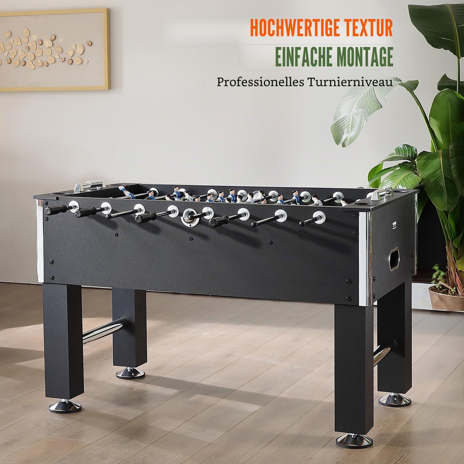 VEVOR Kickertisch – 139,7 cm Standardgröße, volle Größe für Zuhause und Spielzimmer – Fußball-Set mit 4 Bällen und 4 Getränkehaltern