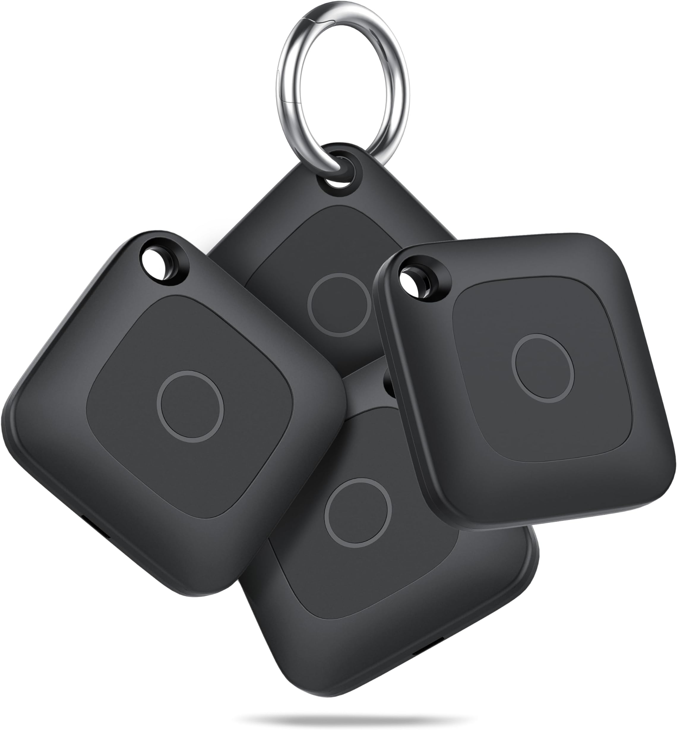 Air Tracker, Key Finder Works with Find My, Item Finder for Key, Keys Finder and Item Locator, 365 Days Battery Life, 4 Pack (Black)