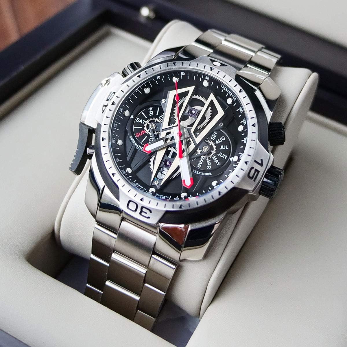 REEF TIGER Top Brand Sport Automatic Stainless Steel Men Muti-Functional Mechanical Watches RGA3591 RGA3591-YBY