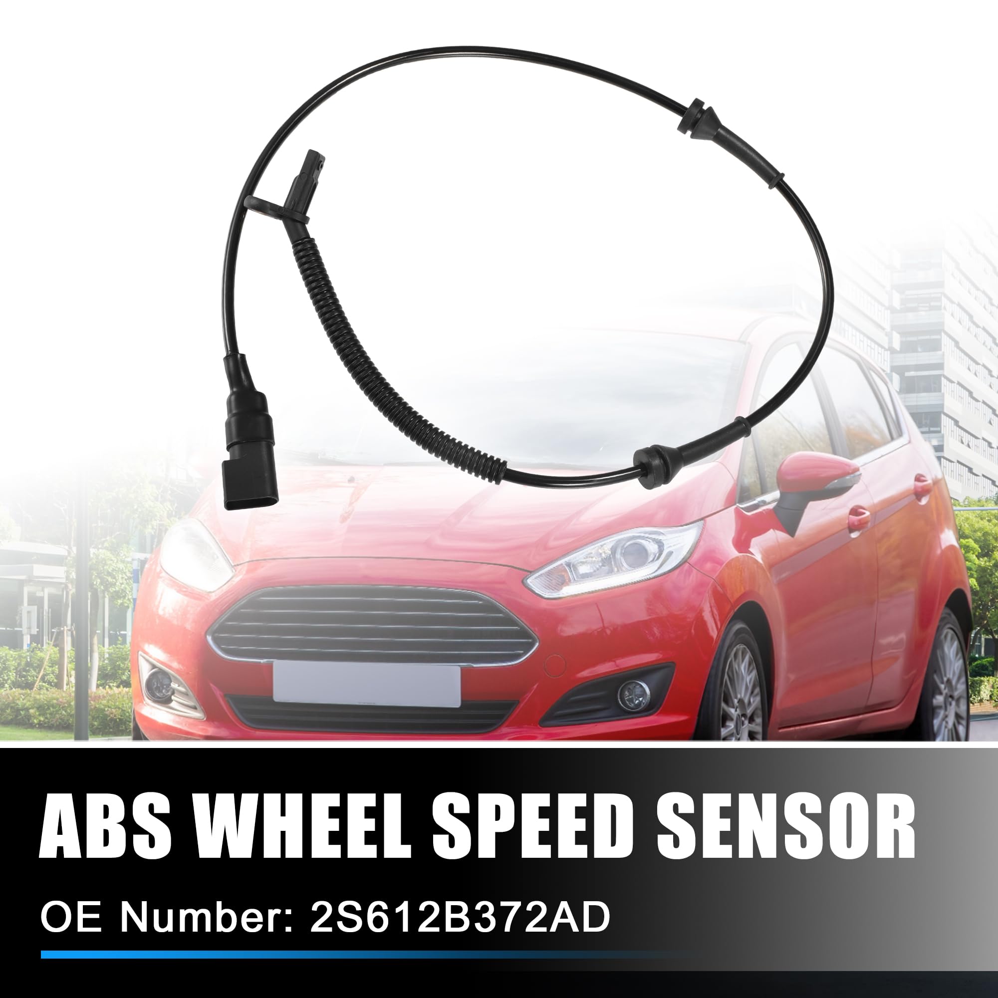 QUARKZMAN Capteur De Vitesse De Roue Abs Pour Ford Fiesta Mk6 02-08 1pc | Noir, ABS, 80.5 Cm, 7.7 Mm, 2 Broches, Avant, OE:2S612B372AD, Pour Ford Fusion 2002-2008, Pour Mazda 2 Mk1 2002-2007