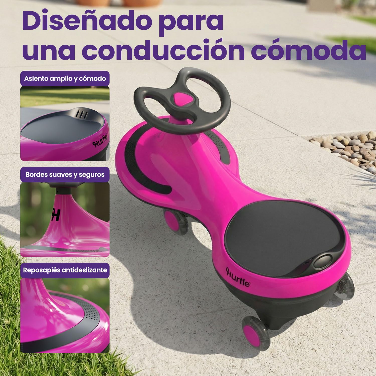 Hurtle Coche correpasillos Tipo Wiggle Coaster Car, Montable para niños sin Pedales ni batería, con Giro y Movimiento, Uso en Interior y Exterior, 2 años en adelante — view 5