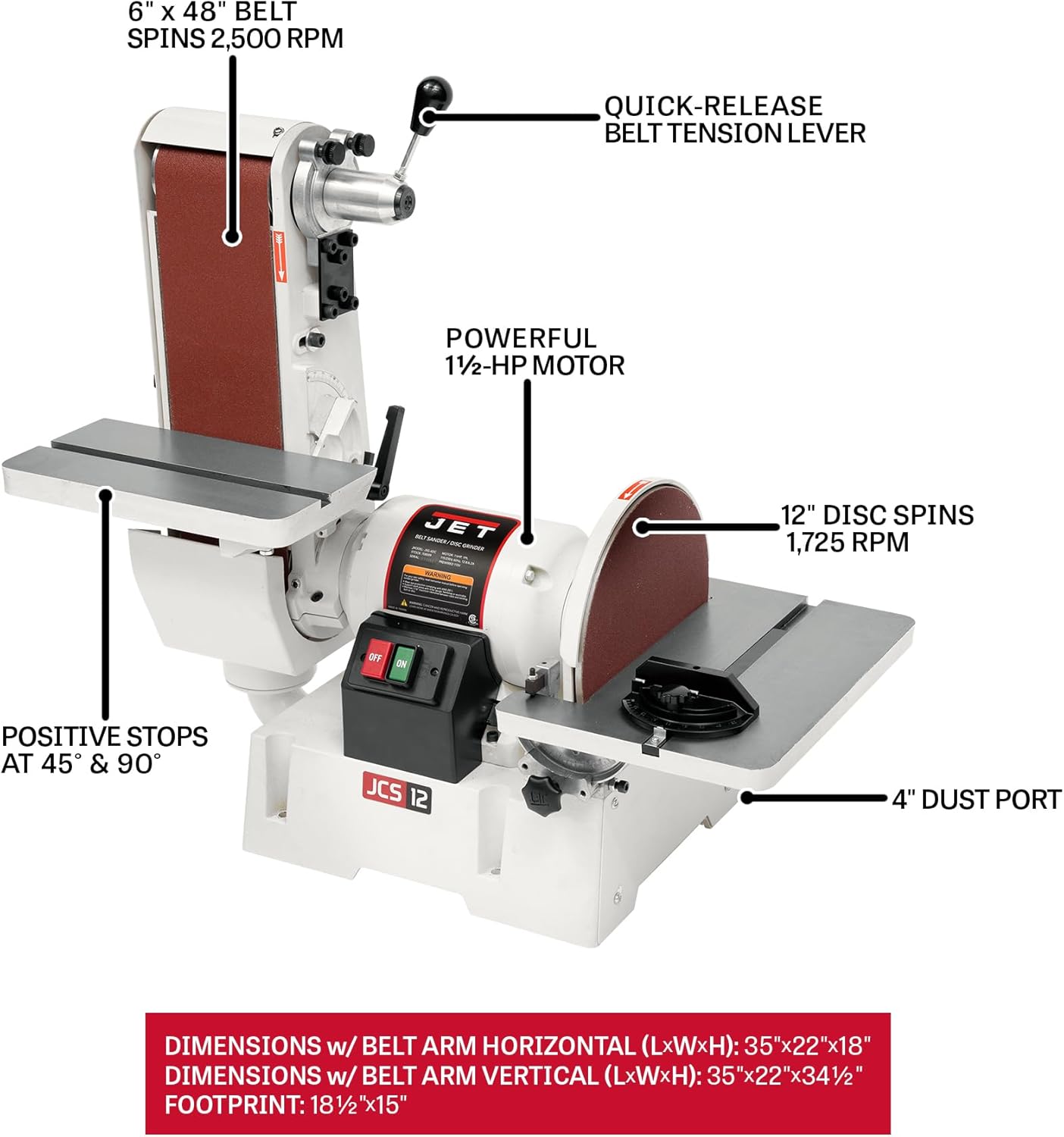 Labeled diagram of JET JSG-6DC Sander components