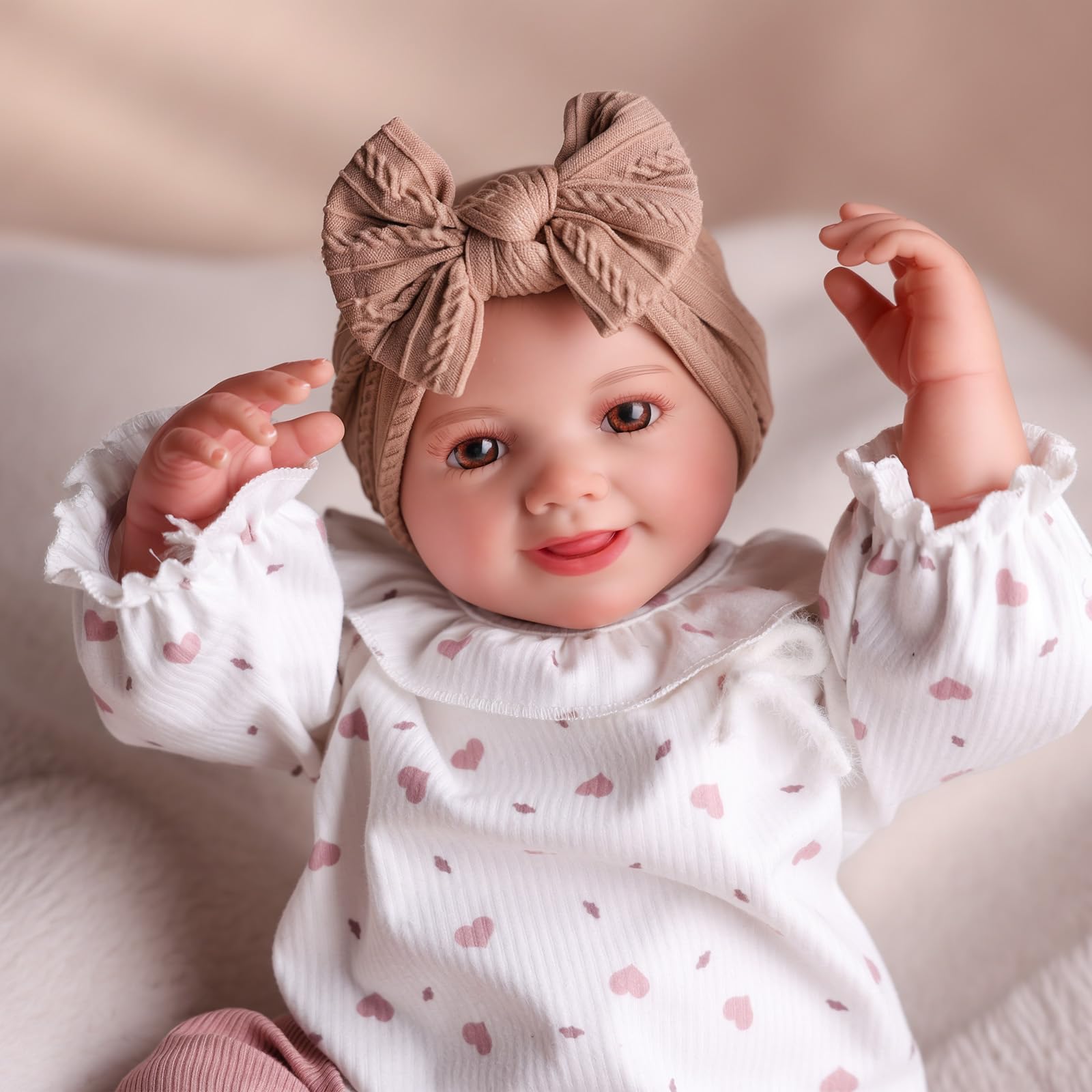 BABESIDE Reborn Babies Doll 17-Inch Sunny Realistic Lifelike Newborn with Softness Cloth Body Real Life Girls Open Eyes,White - Image 4