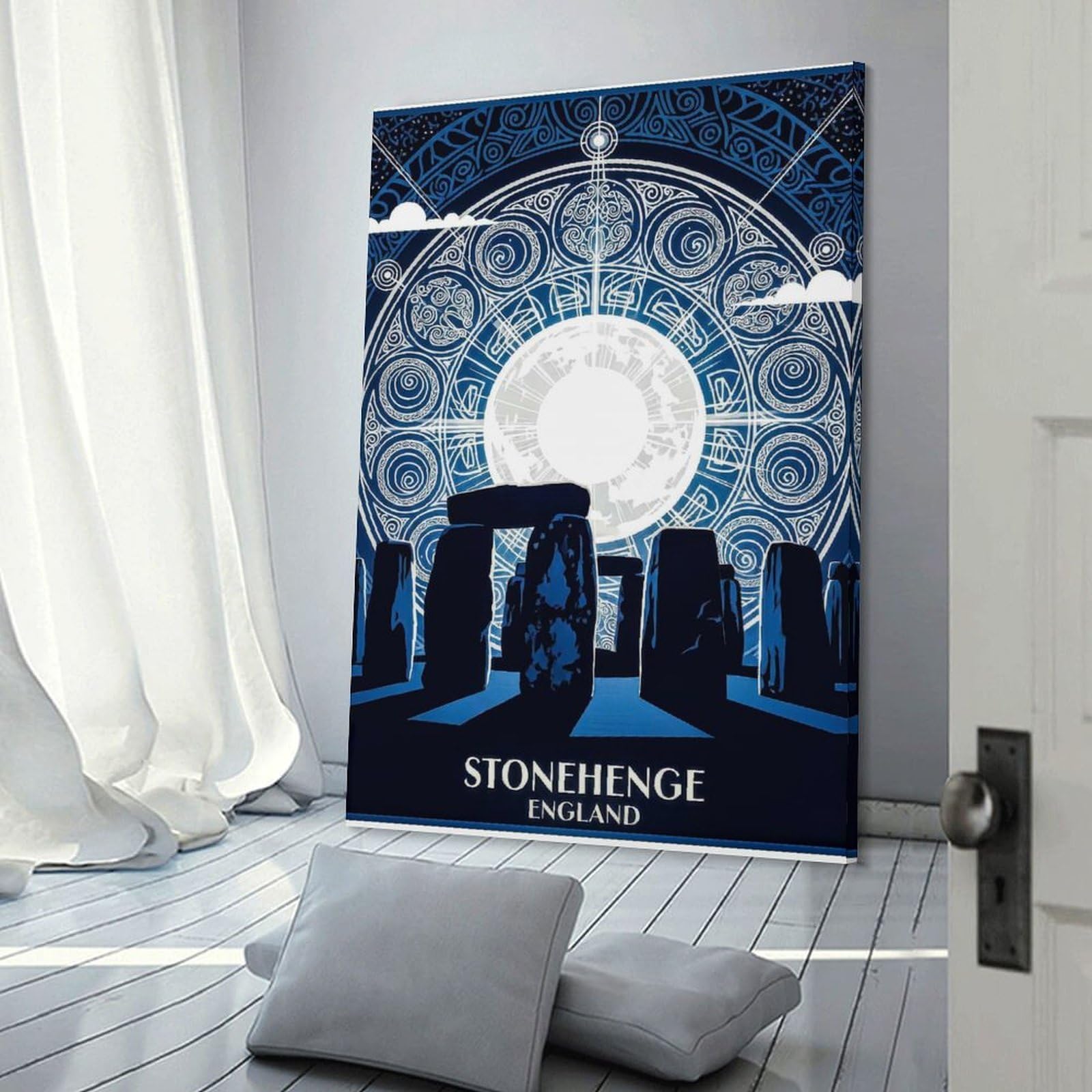 Junmoney Stonehenge at Night with Full Moon Room Decor Wall Art 24x36inch(60x90cm), for Bedroom Walls, Guest Spaces Or Lounges, An Easy Wall Refresh for Bedrooms