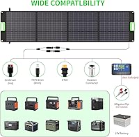 Vista 3 de GRECELL Panel solar portátil de 200W para central eléctrica, cargador solar plegable con 4 soportes, kit de panel solar impermeable IP65 con salida