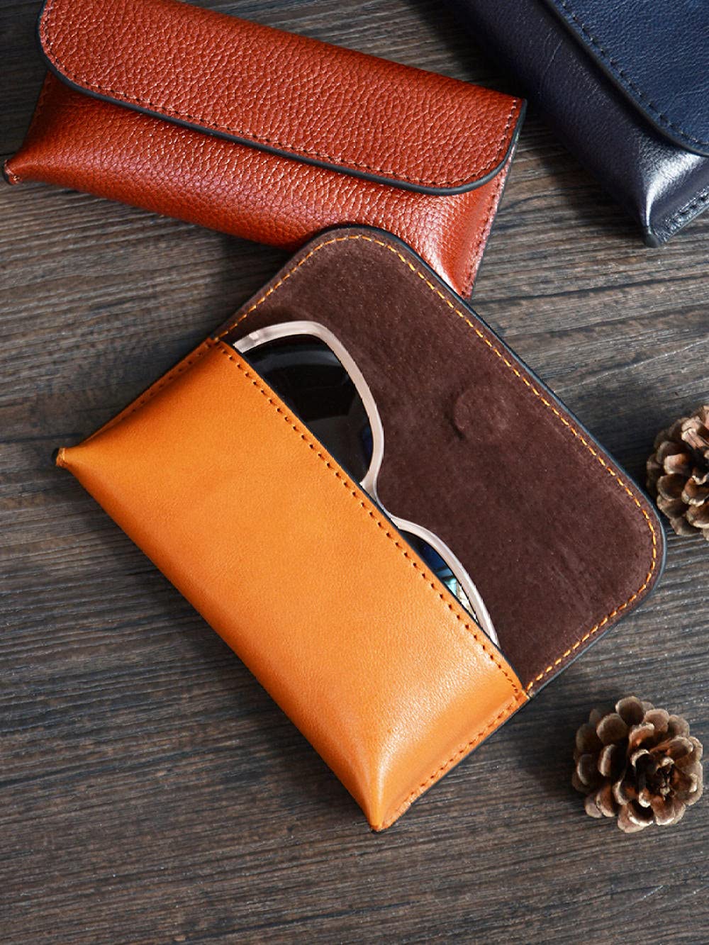 Brillenetui Sonnenbrillen Etui Glasses Case Sunglasses Case Ledergläser Fall, Tragbare Frauen, Rindsleder, Sonnenbrille, Aufbewahrungsbox, Brille Tasche Für Männer-Wachs