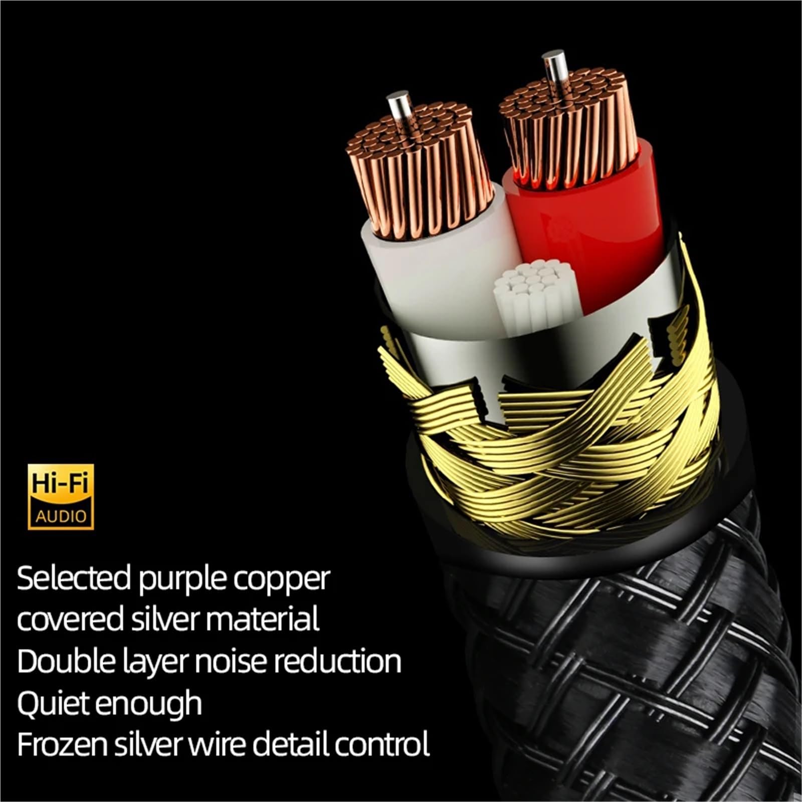 6N HiFi 6.5mm to 2RCA Audio Cable for CD Amp, Pozłacana wtyczka stereo, wtyczka TRS 6,5 mm do subwoofe, męski rozdzielacz 2 RCA (3 m)