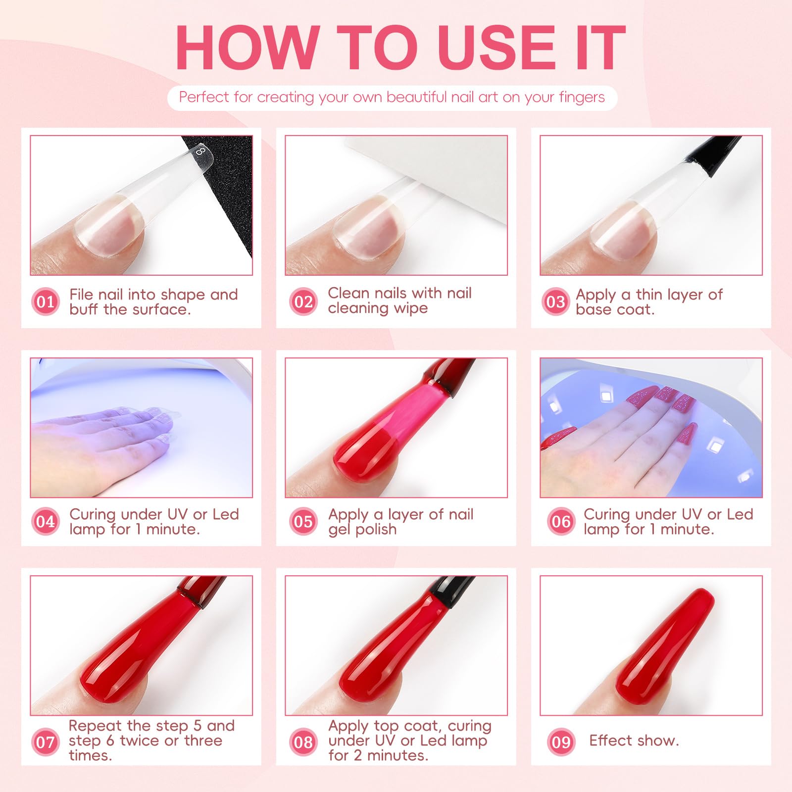 Kit Ongle Gel UV Complet, PEACECOLOR Kit Manucure Semi permanent 20+5PCS Vernis à Ongles Gel avec Lampe UV Ongles Gel No Wipe Top Coat Gloosy Pailleté Matte Base Coat Nail Art Kit Coffret Débutants
