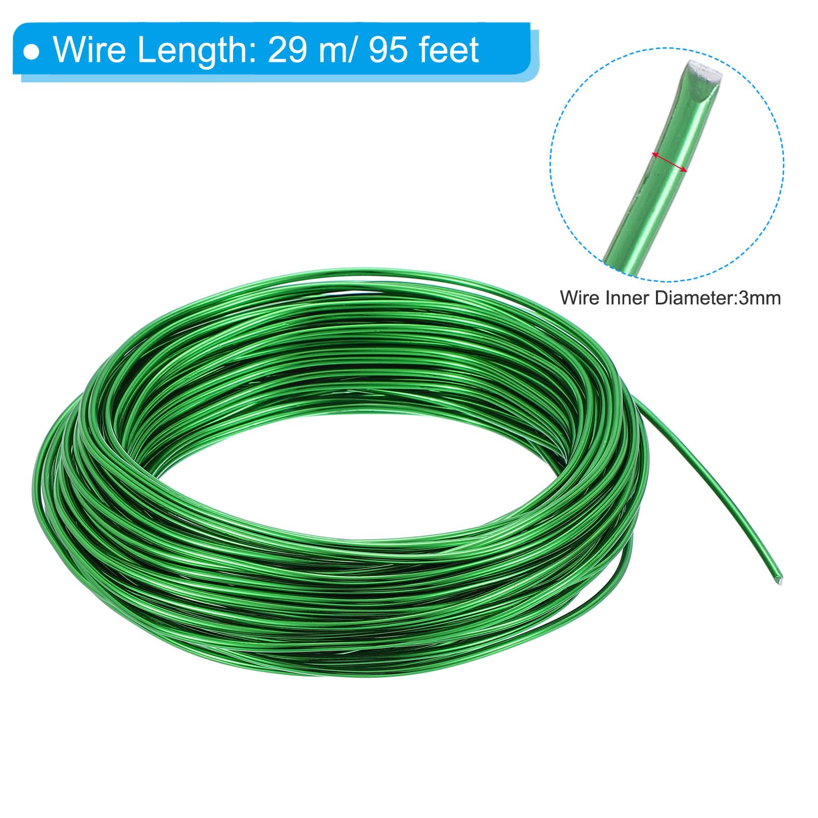 PATIKIL 3mm Bonsai Training Wire, 1 Roll Floral Wire Stems Anodized Aluminum Tree Wire 95 Feet Total for Gardening Branch Fixing, Green