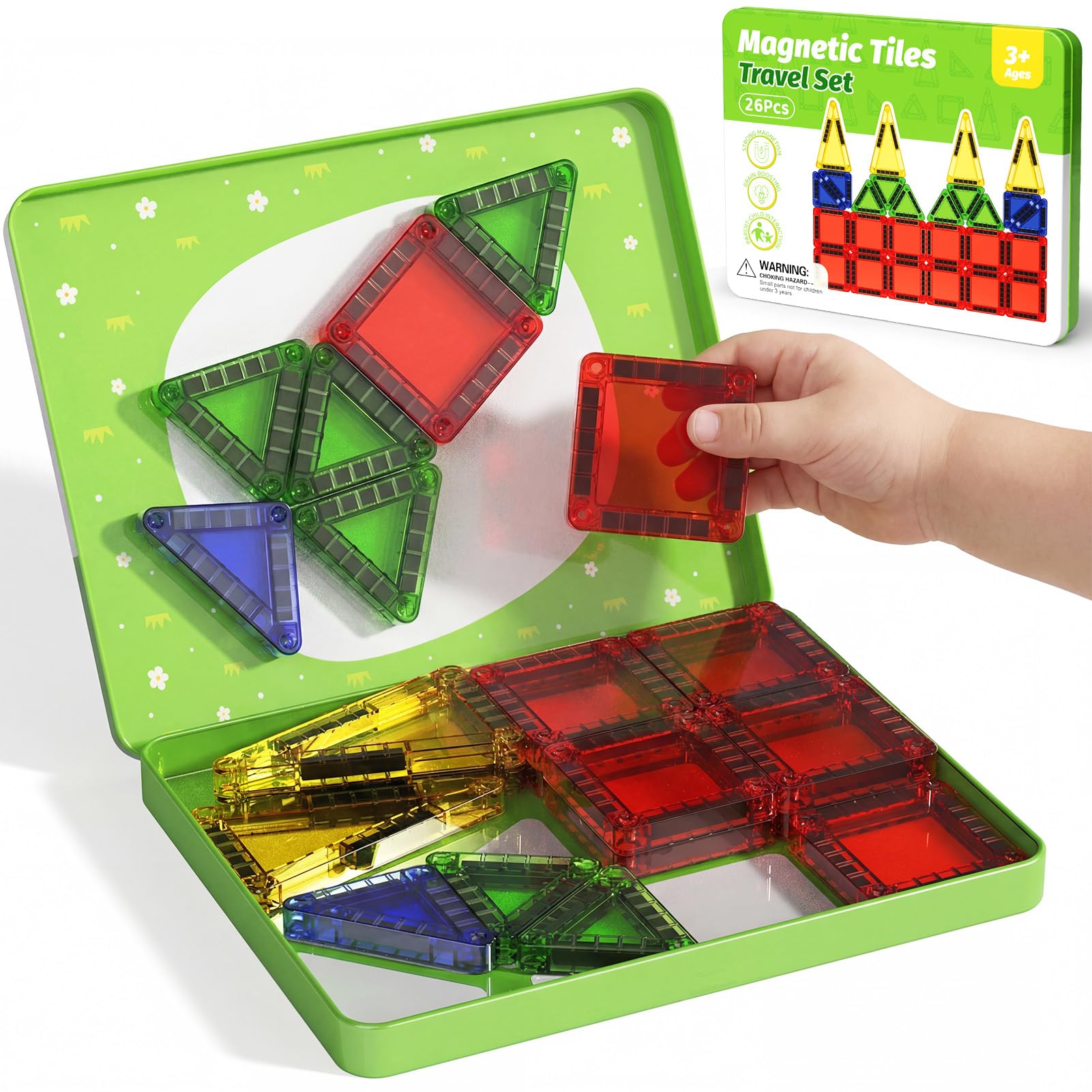 Travel Magnetic Tiles for Kids Car Games Road Trip Essentials