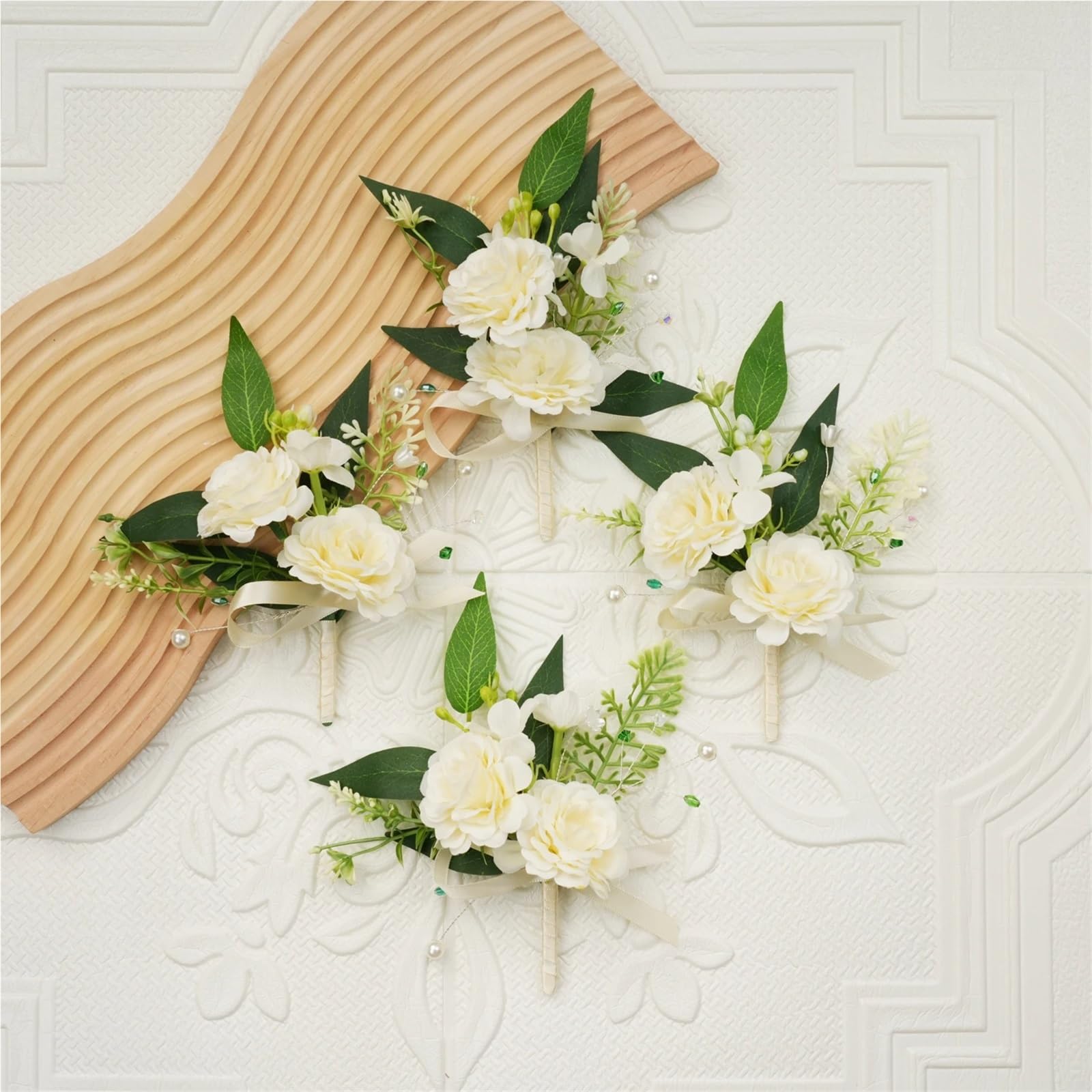 Ansteckblume BräUtigam Bräutigam-Gäste-Boutonniere, künstliche Blumen for Hochzeit, Abschlussball, Heimkehr, Jahrestag, Abschlussfeier | 4Pcs