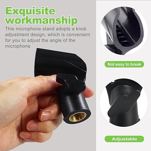 Miniatura 3 de Juego de 2 clips de micrófono ajustables universales, soporte de micrófono con adaptador de tornillo de 58 a 38 pulgadas para soporte, clips de