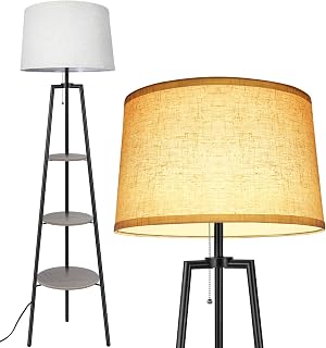 OUTON Stehlampe Stativ mit Regal, 3 Farbtemperaturen, Grau