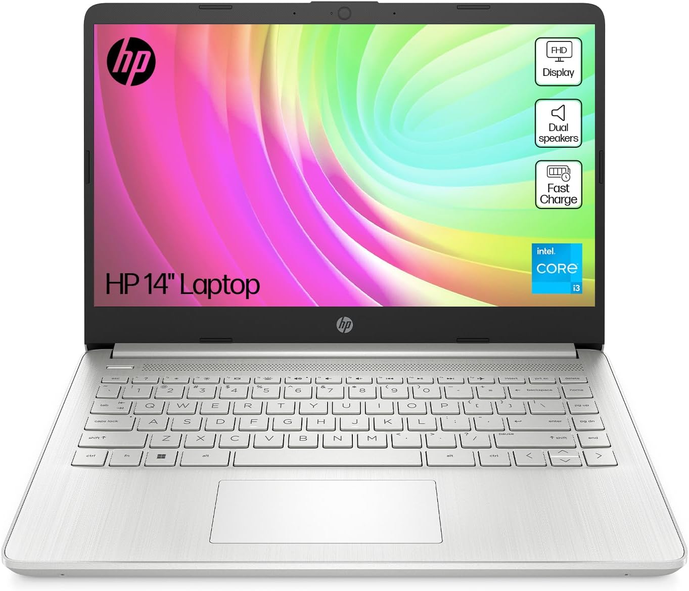 HP 14" Laptop | Intel Core i3-1215U Processor | 8 GB RAM | 256 GB SSD | Intel UHD Graphics | FHD Display | Up to 8hrs battery | Windows 11 | Dual Speakers | Natural Silver | 14s-dq5003sa
