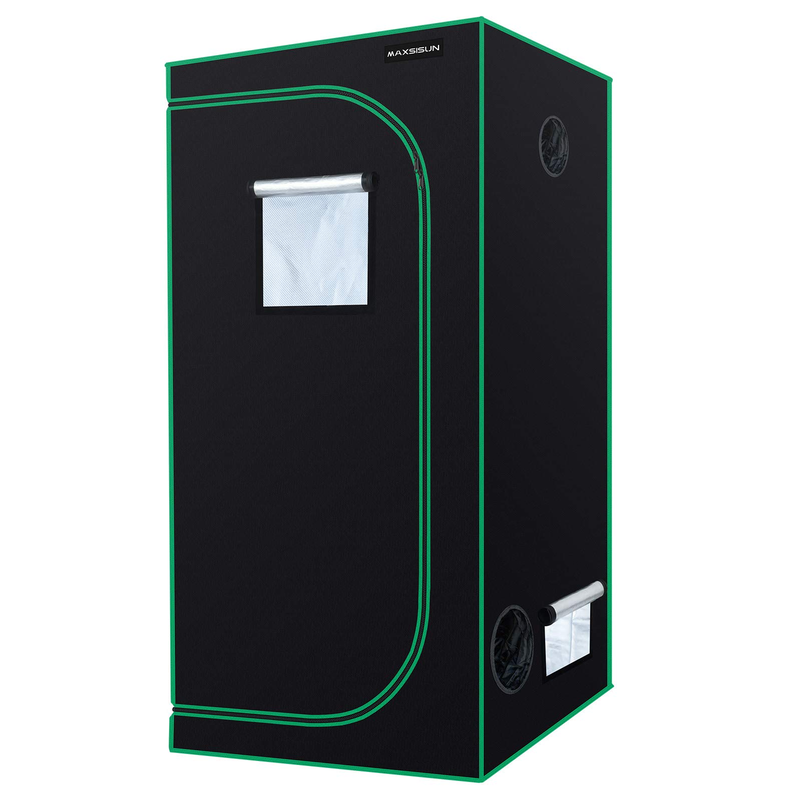 MAXSISUN 3x3 Growzelt 600D Mylar Hydrokultur Zimmerpflanzen Anzuchtzelt mit Beobachtungsfenster und Bodenwanne 36x36x72 Grow Cabinet für 4 Pflanzen Garten