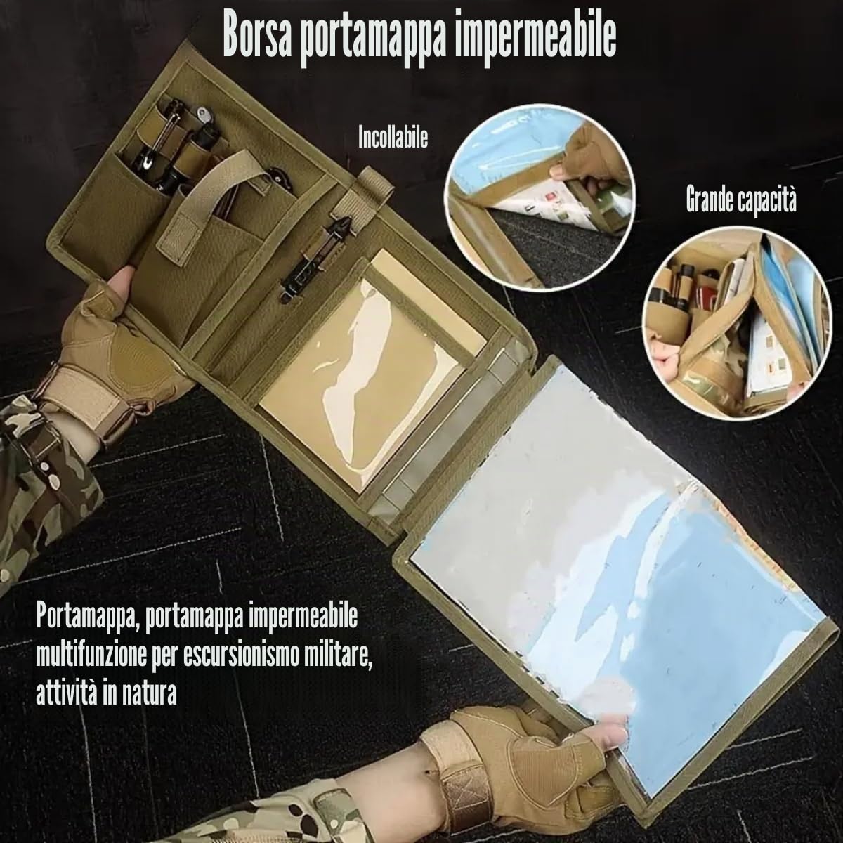 Peminkoo Borsa portaoggetti Tattica per mappe, Pieghevole, per Articoli Vari, Tasca portautensili, Accessori per Escursionismo, Campeggio e Caccia all'aperto