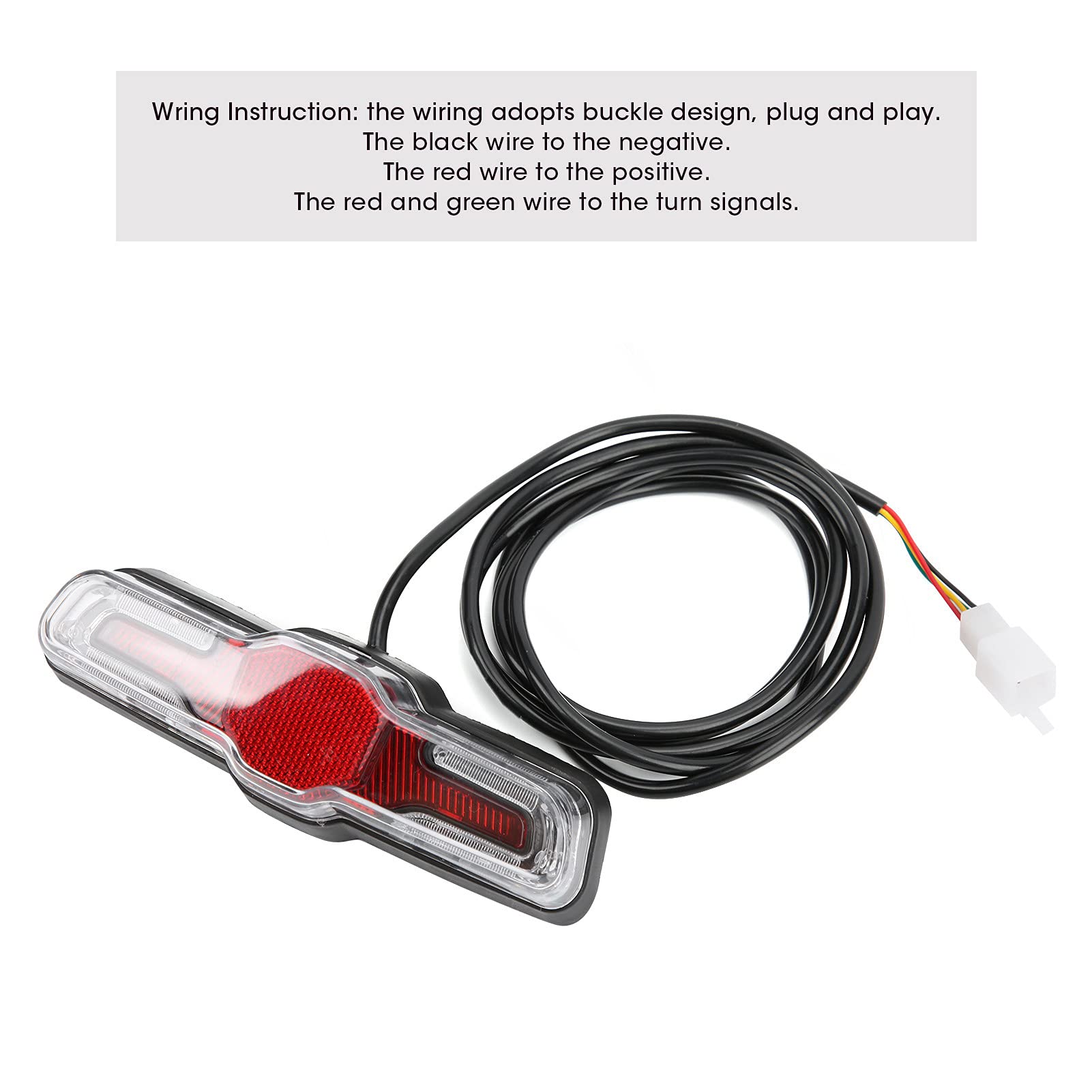 Fanale Posteriore per Bicicletta Elettrica a 5 LED, Fanale Posteriore in ABS 36V/48V/60V con Buona luminosità e Tenuta, Facile Installare Accessori per Ciclismo Notturno di