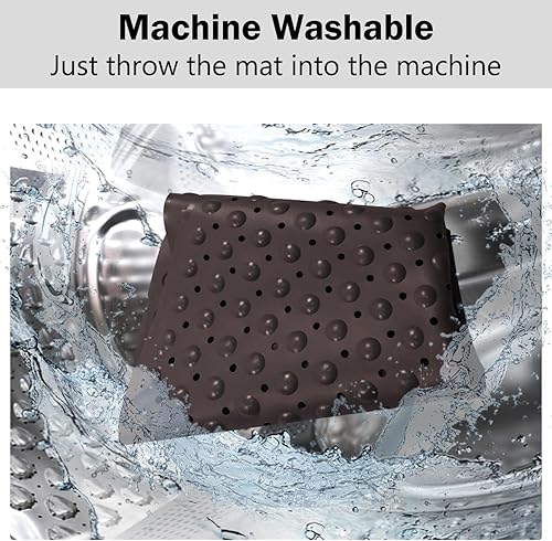Miniatura 6 de Mrcrypos Tapetes de ducha esquineros de 31 x 31 pulgadas, con ventosas y agujeros de drenaje, tapete de baño antideslizante de secado rápido,