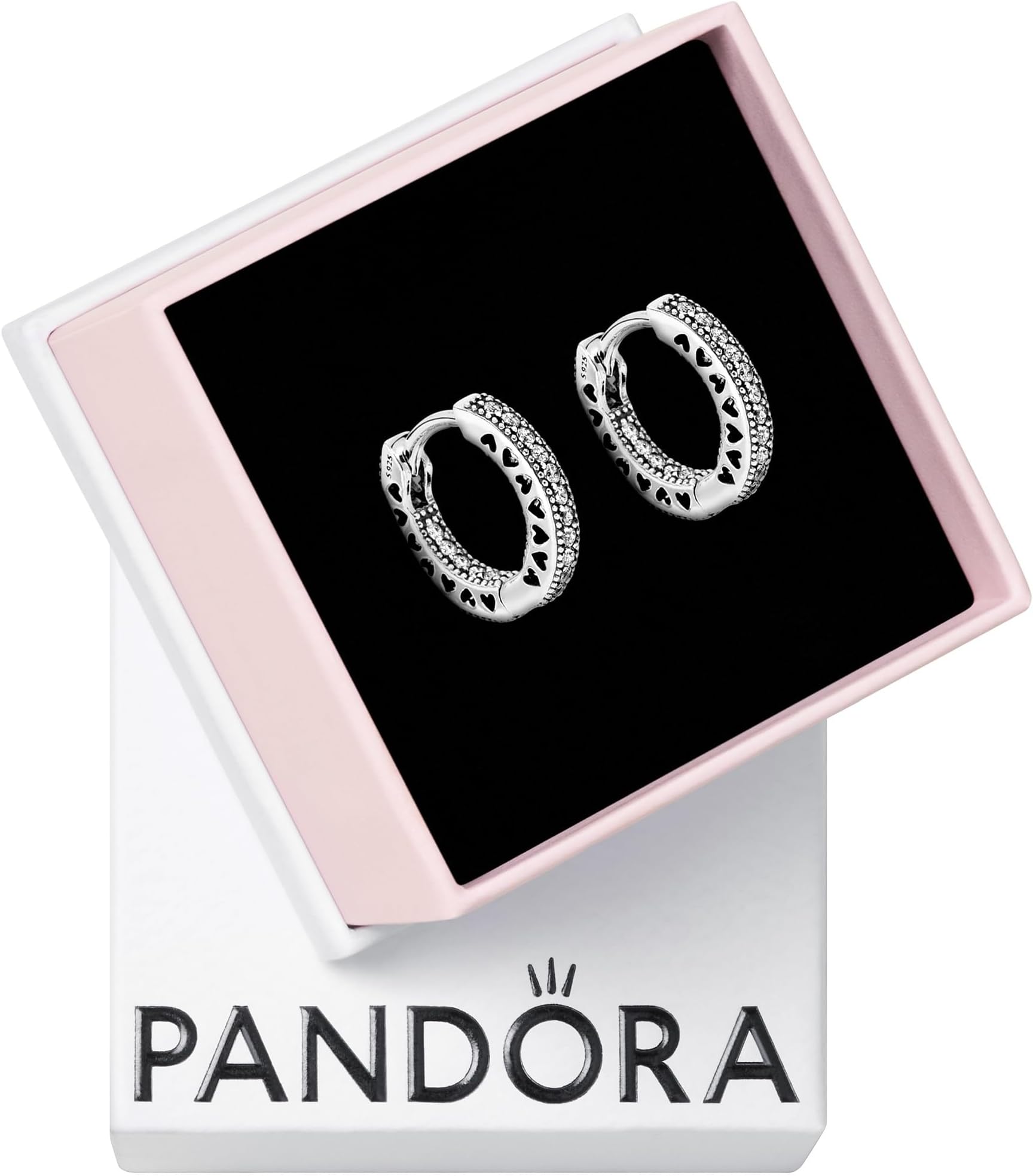 Pavรฉ Heart Hoop Earrings - Elegant Earrings for Women - Gift for Her - Made with Sterling Silver & Cubic Zirconia - With Gift Box