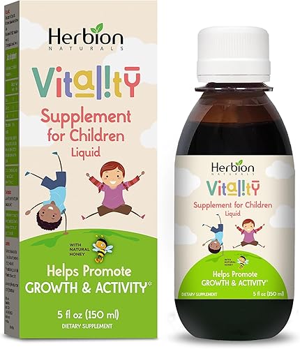 HERBION Naturals Vitality Suplemento para niños, promueve el crecimiento y el apetito, alivia la fatiga, mejora el rendimiento mental y físico, para