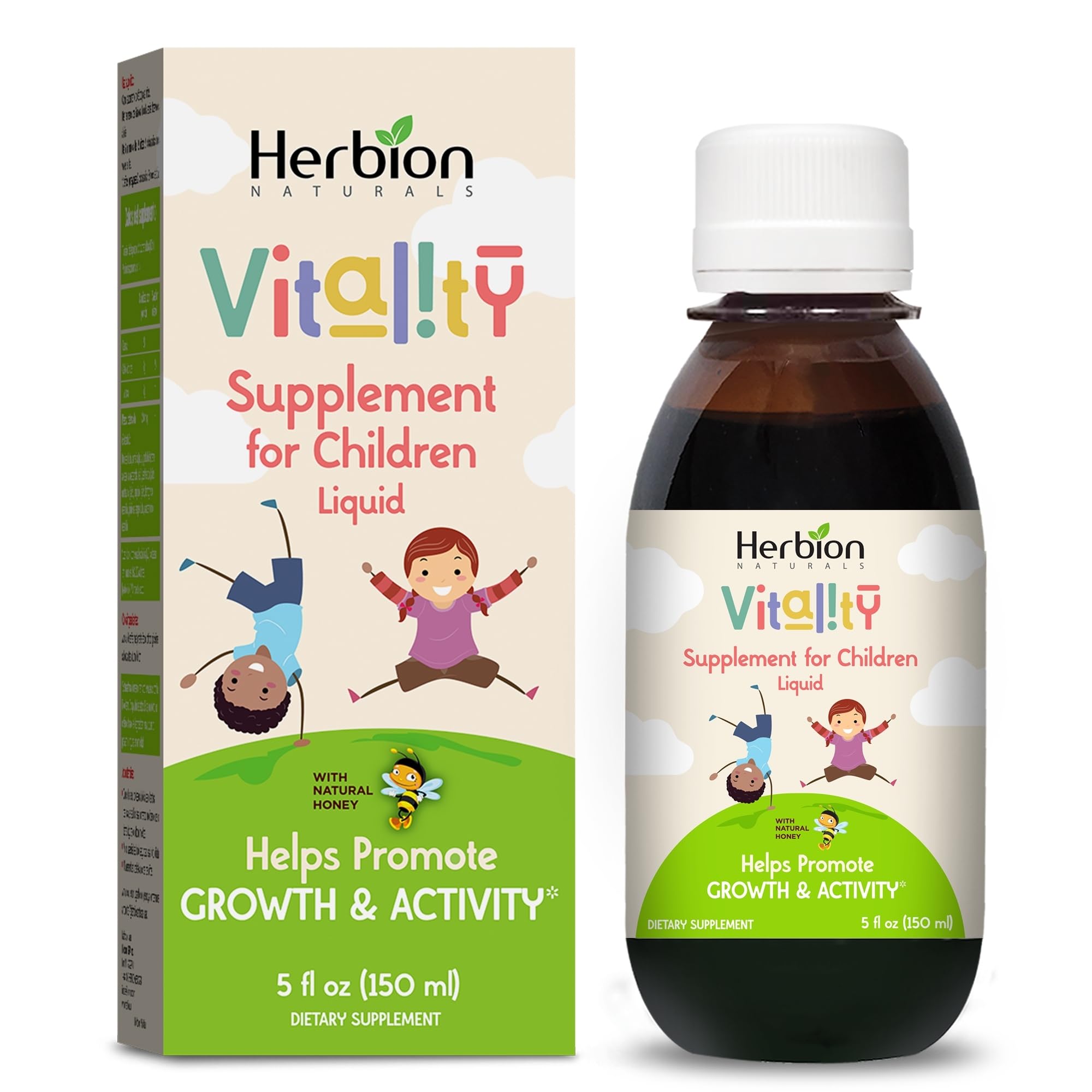 HERBION Naturals Vitality Supplement for Children, Promotes Growth and Appetite, Relieves Fatigue, Improves Mental & Physical Performance, for Kids 1 Year & Above, 5 Fl Oz (Pack of 1)