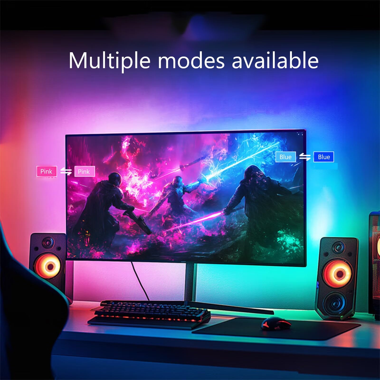 Retroiluminación LED para monitor, luz de escritorio RGB para PC, barra de luz de computadora detrás del monitor, LED para juegos de escritorio, puerto USB, tira de luces LED que se
