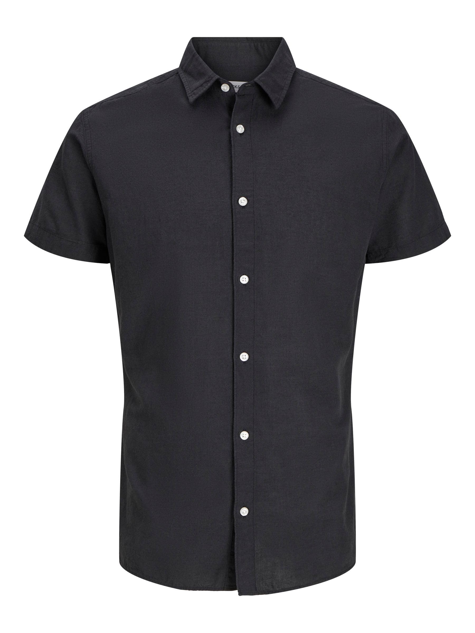 JACK&JONES PLUS Herren Jjebreeze Shirt Sn Pls Kurzarmhemd, Schwarz, 5XL Große Größen EU