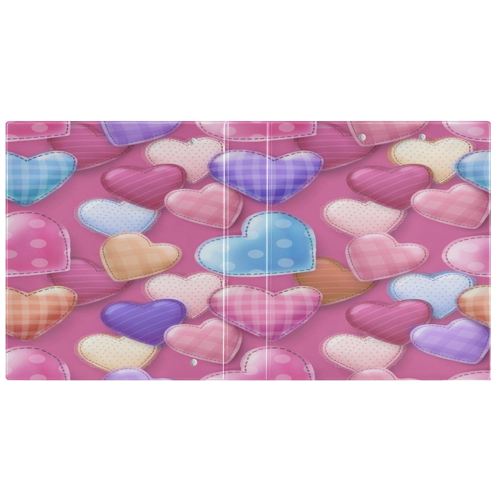 SKYSHU Love Heart - Raccoglitori ad anelli rotondi con 3 tasche interne in PVC trasparente, impermeabili, robusti, 3,8 cm, con clip in metallo antiscivolo, raccoglitori versatili per 200 fogli,