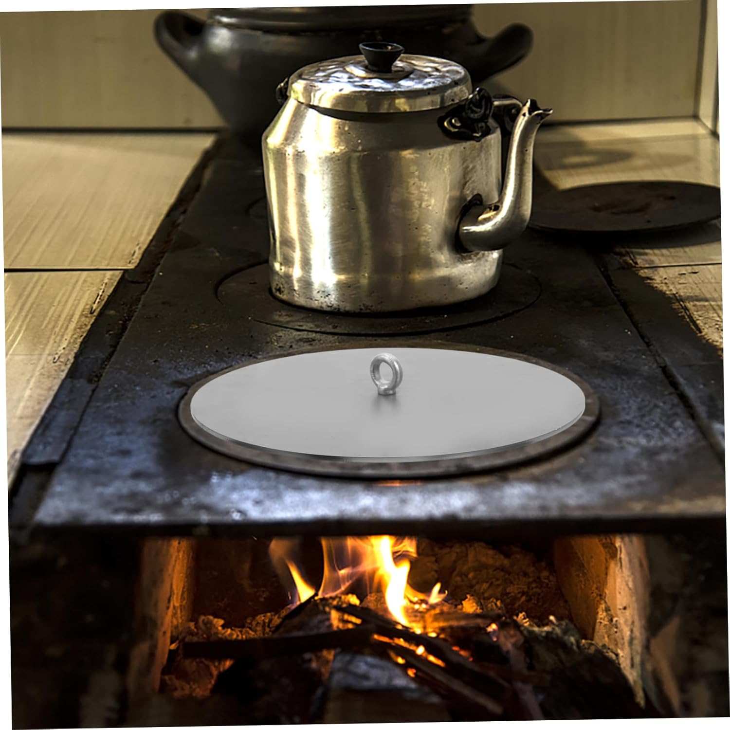 Cabilock Heavy Duty Replacement Stove Cover Iron Universal Lid for Burning Stove Heat Resistant Metal Lid Enhanced Durability for Outdoor Cooking and Fire Pits