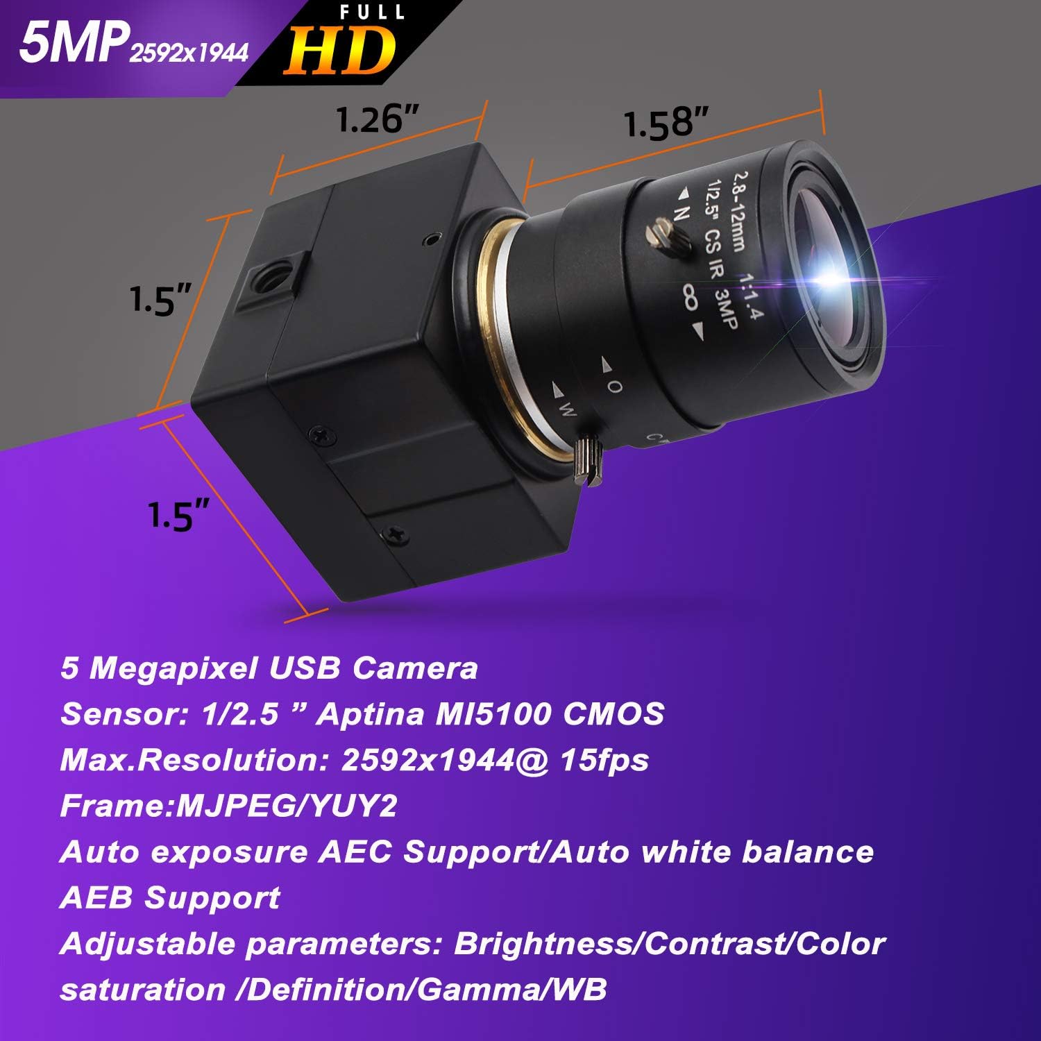 Greatest Product 2.8-12mm Varifocal Lens Webcam 5MP USB Camera HD 2592X1944 15fps USB with Camera Aptina Sensor Webcamera with Aluminum Mini Case, Conference Camera Support Most OS,Plug&Play,OTG 2.0, Focus Adjustable Get Discount 70% Price 2.8-12mm Varifocal Lens Webcam 5MP USB Camera HD 2592X1944 15fps USB with Camera Aptina Sensor Webcamera with Aluminum Mini Case, Conference Camera Support Most OS,Plug&Play,OTG 2.0, Focus Adjustable