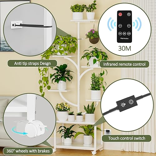 Miniatura 5 de Soporte para plantas de interior con luces de cultivo, soporte de esquina de 60 pulgadas de alto y 7 niveles para plantas de interior, estante de
