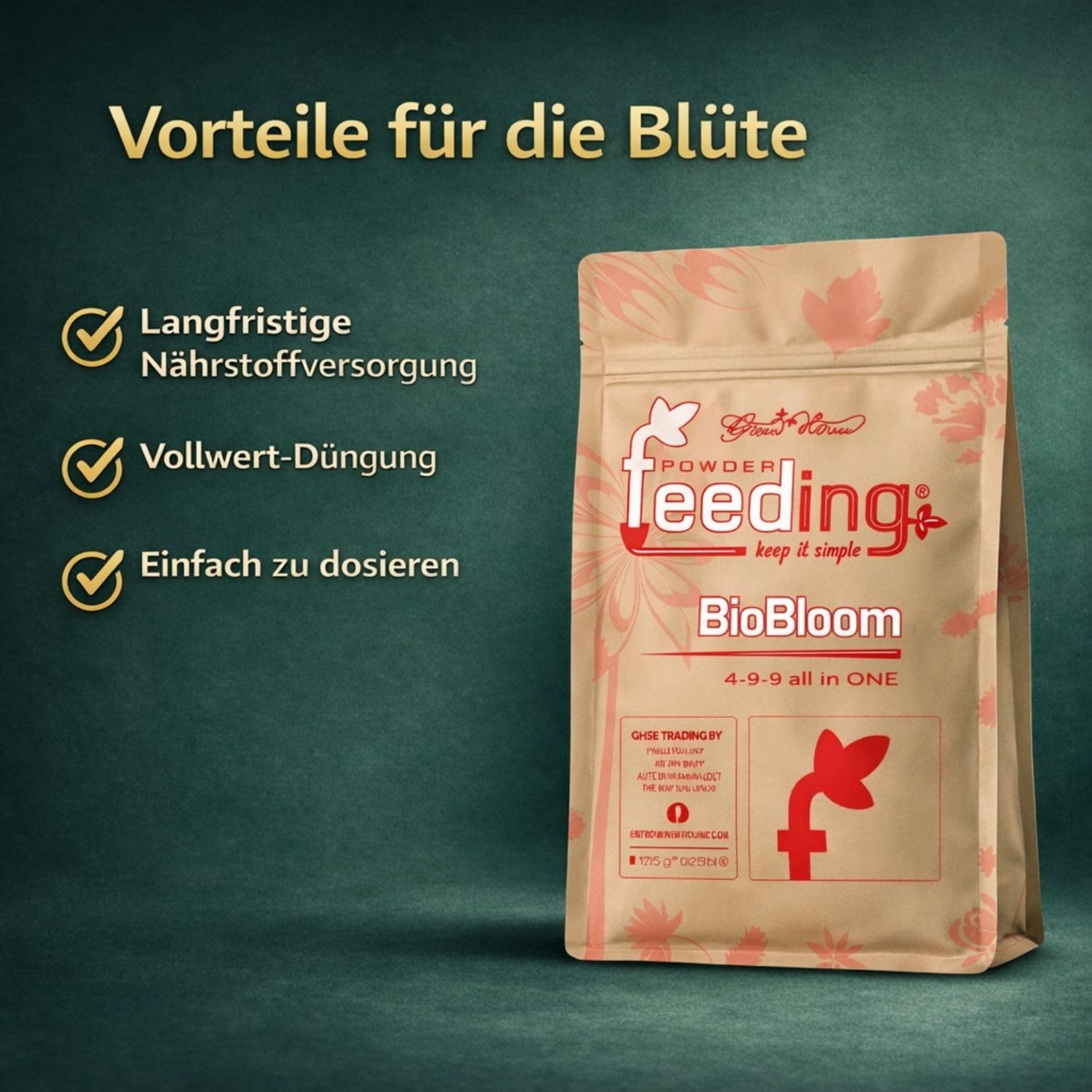 Weedness Green House Feeding Bio Bloom 1 Kg - NPK Dünger Grow Anbau Indoor Erde Flüssigdünger Organischer Bio